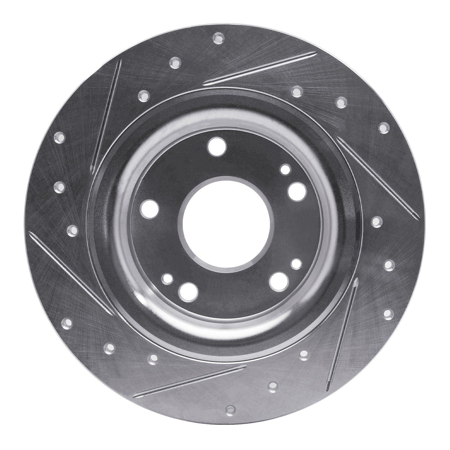 E-Line Drilled & Slotted Silver Brake Rotor, 2017-2020 Acura/Honda, Position: Rear Right