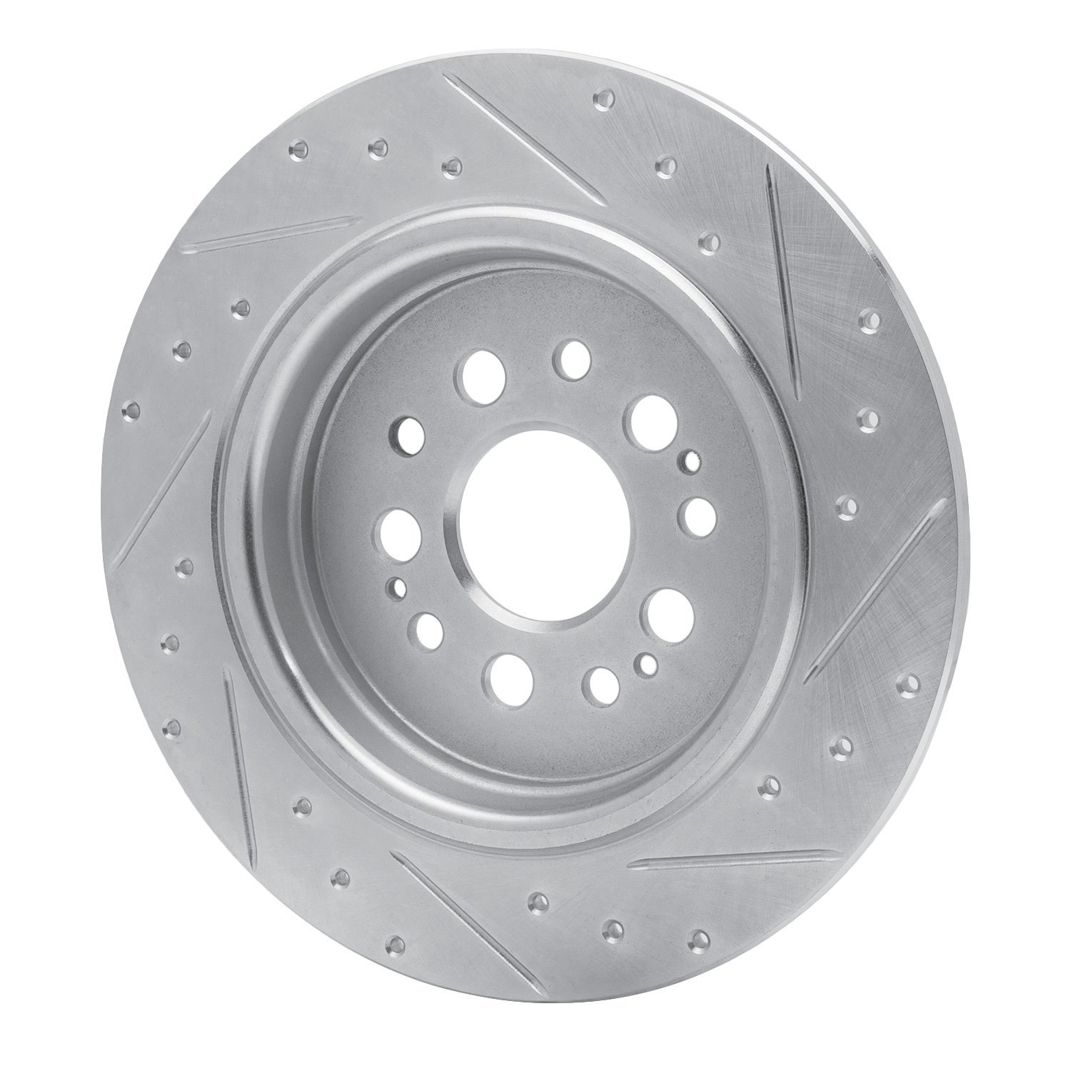 E-Line Drilled & Slotted Silver Brake Rotor, Fits Select Acura/Honda, Position: Rear Left