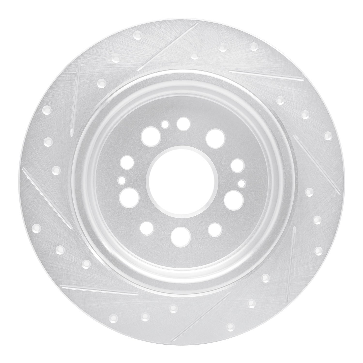 E-Line Drilled & Slotted Silver Brake Rotor, Fits Select Acura/Honda, Position: Rear Right