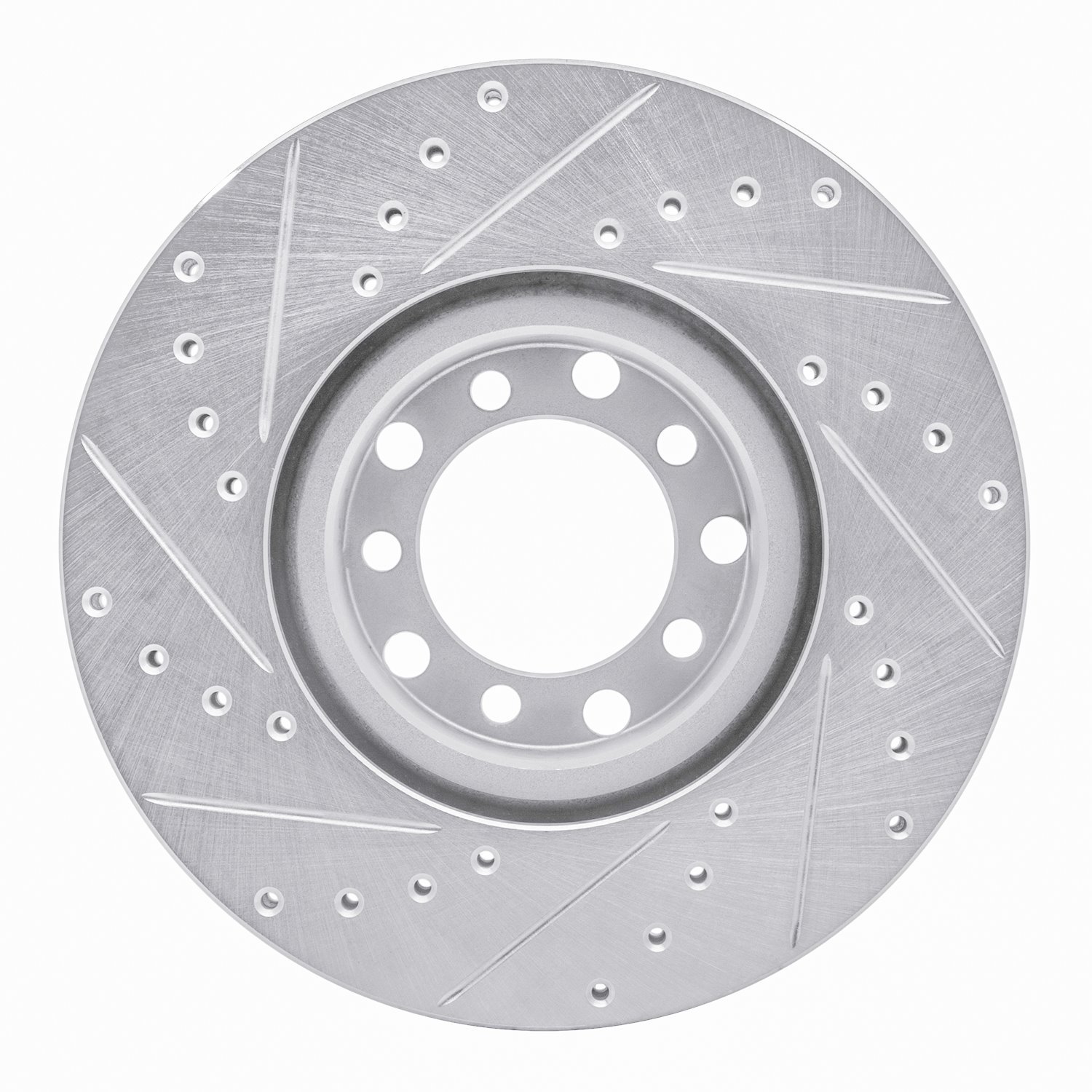 E-Line Drilled & Slotted Silver Brake Rotor, 1982-1985 Mercedes-Benz, Position: Front Right