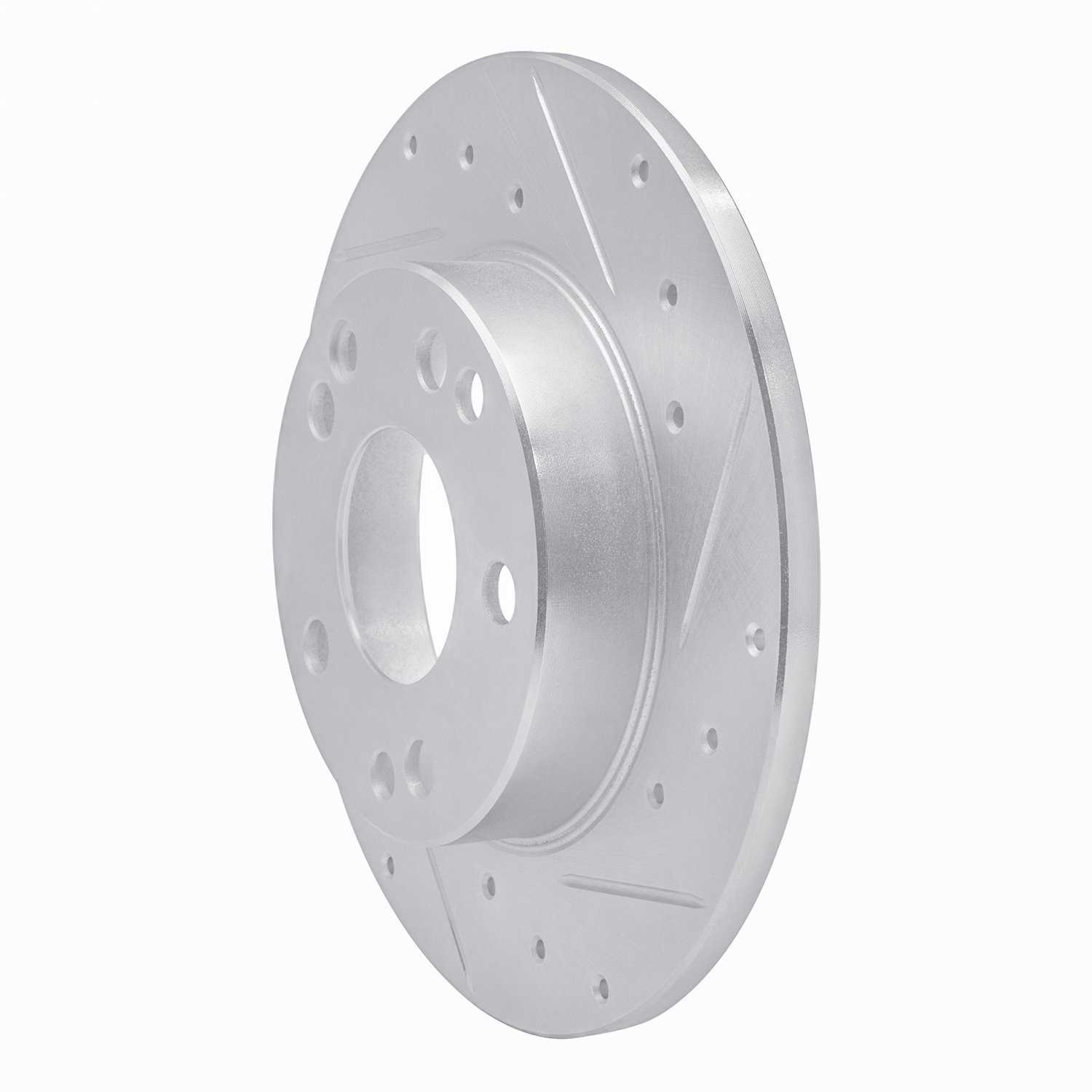 E-Line Drilled & Slotted Silver Brake Rotor, 1983-1989 Mercedes-Benz, Position: Front Right
