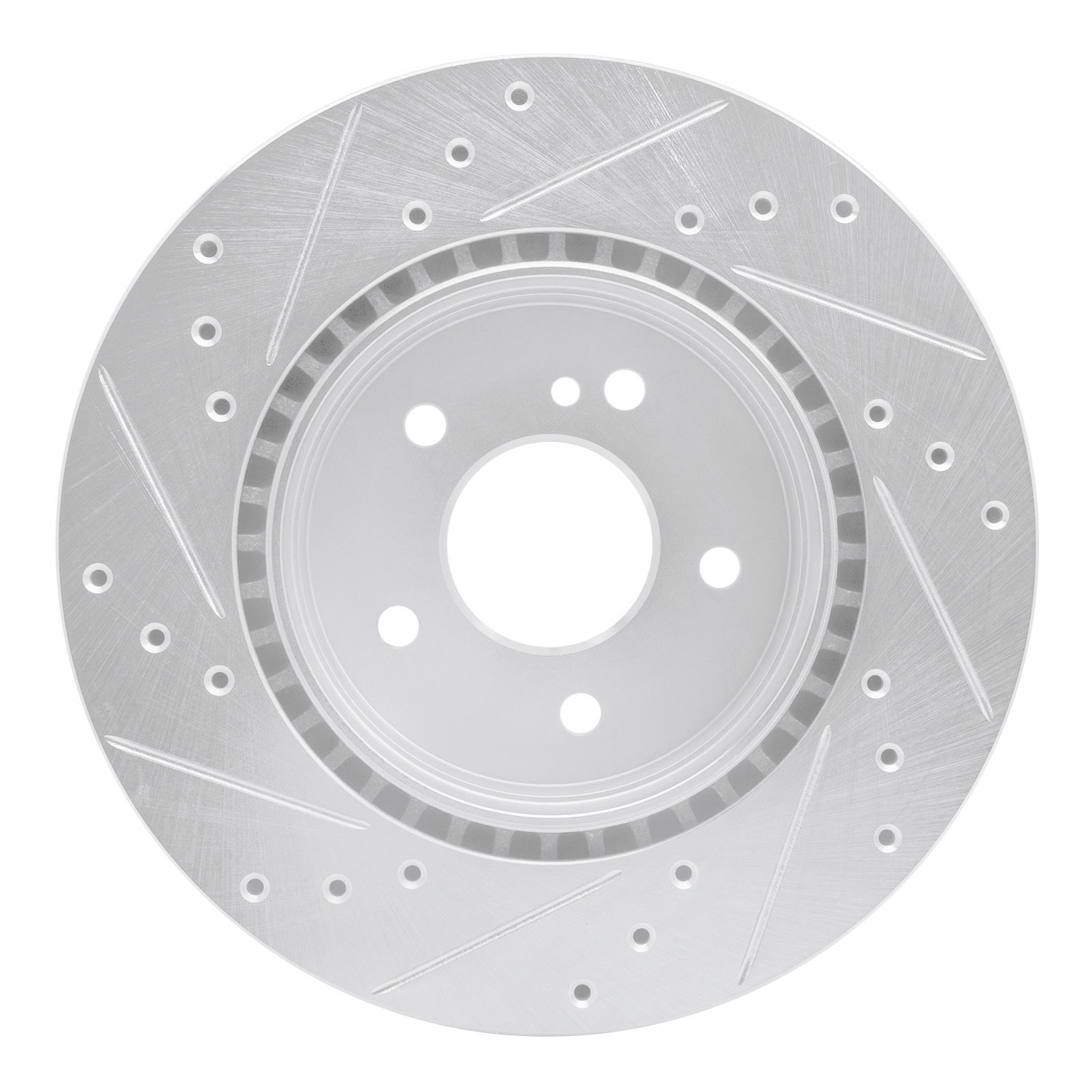 E-Line Drilled & Slotted Silver Brake Rotor, 1998-2009 Fits Multiple Makes/Models, Position: Rear Right