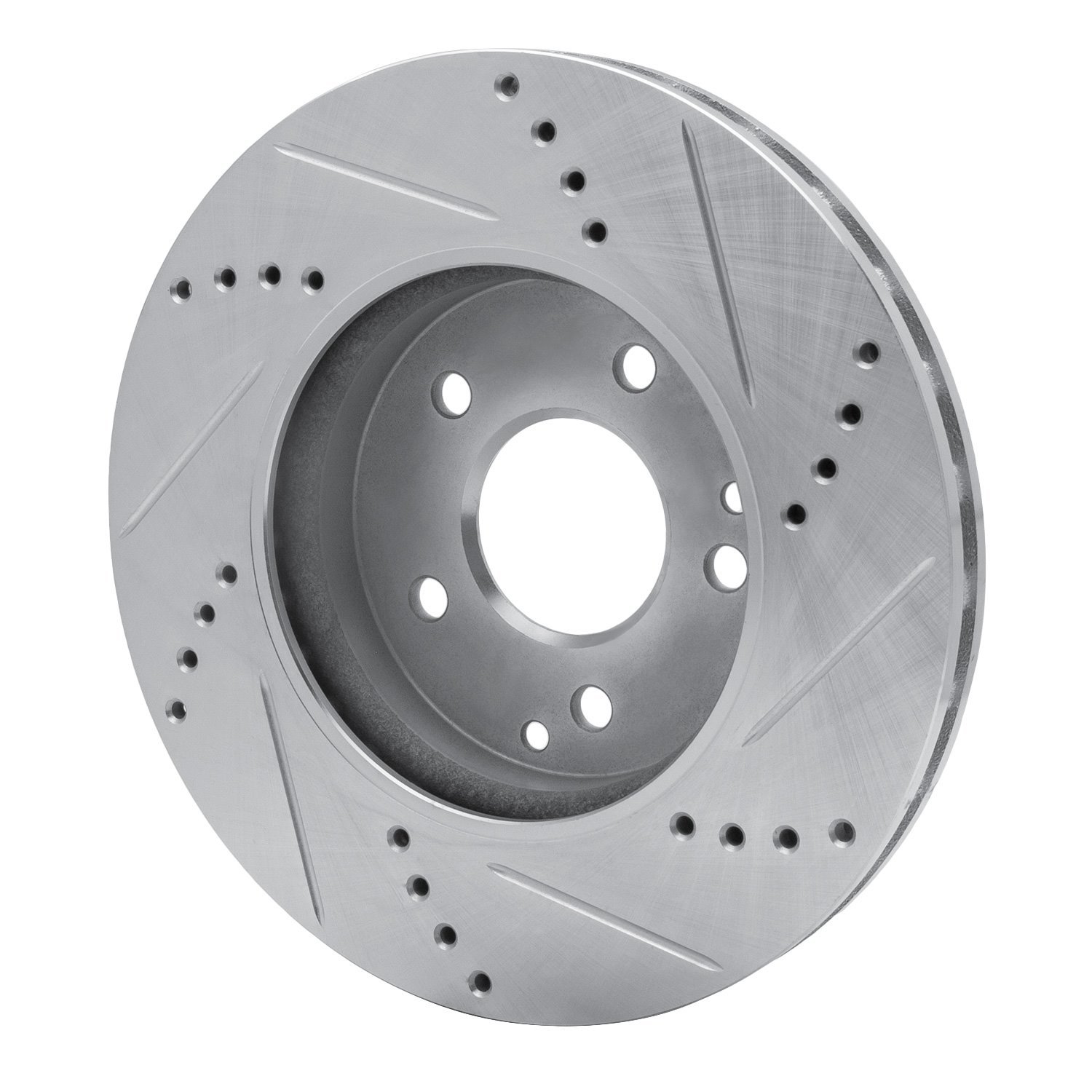 E-Line Drilled & Slotted Silver Brake Rotor, 1996-2015 Mercedes-Benz, Position: Front Left