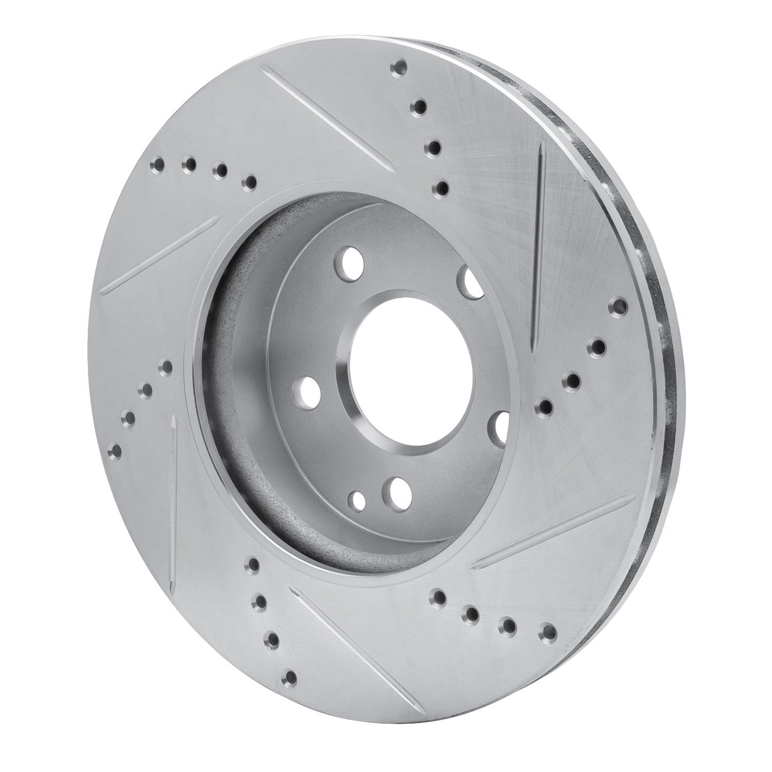 E-Line Drilled & Slotted Silver Brake Rotor, 2003-2009 Mercedes-Benz, Position: Front Left