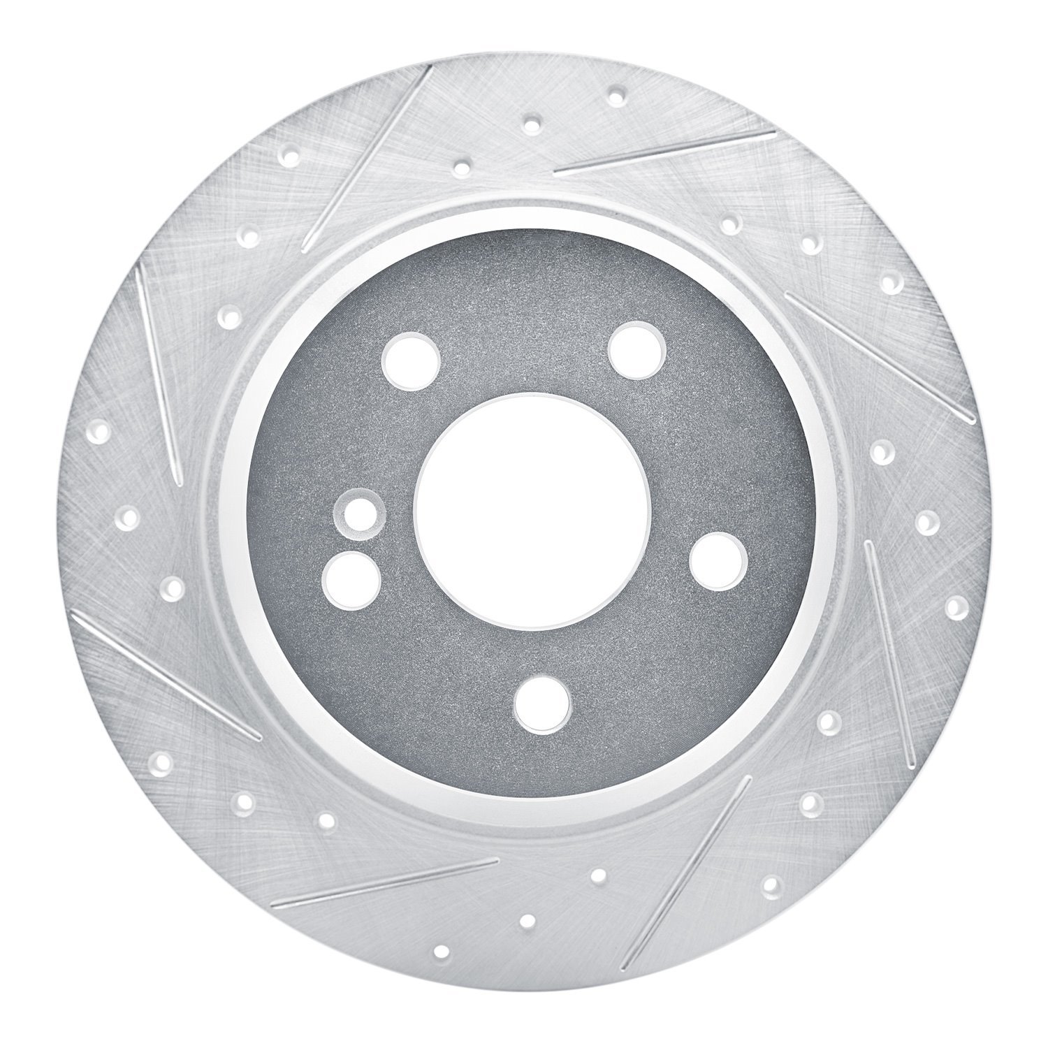 E-Line Drilled & Slotted Silver Brake Rotor, 2003-2006 Mercedes-Benz, Position: Rear Left