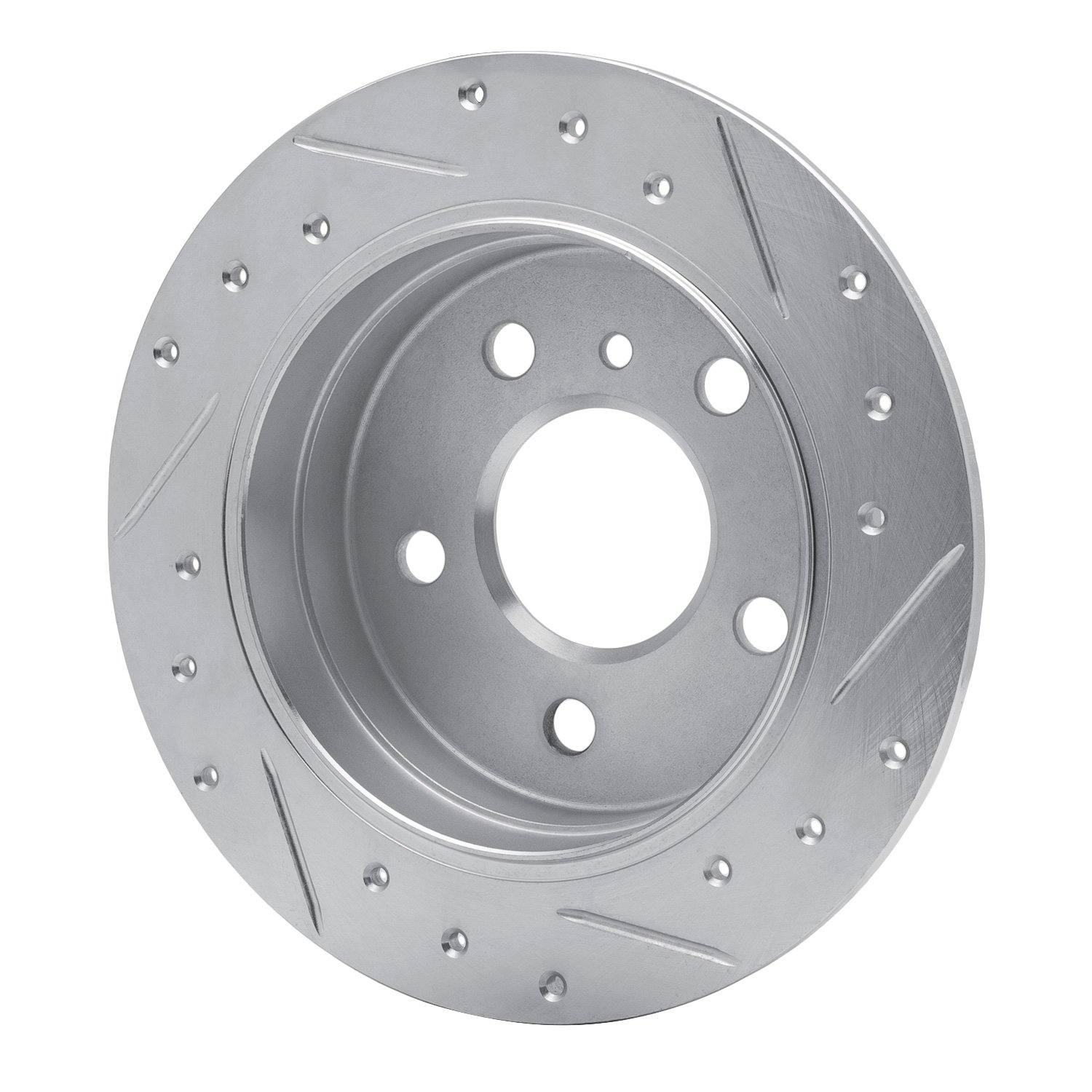 E-Line Drilled & Slotted Silver Brake Rotor, 2006-2011 Mercedes-Benz, Position: Rear Left