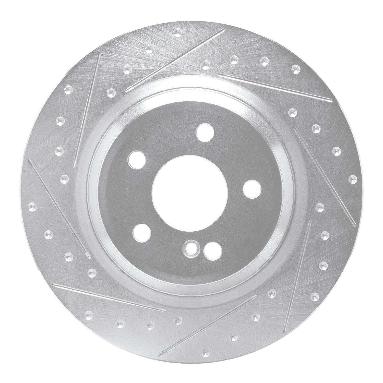 E-Line Drilled & Slotted Silver Brake Rotor, 2013-2020 Mercedes-Benz, Position: Rear Left