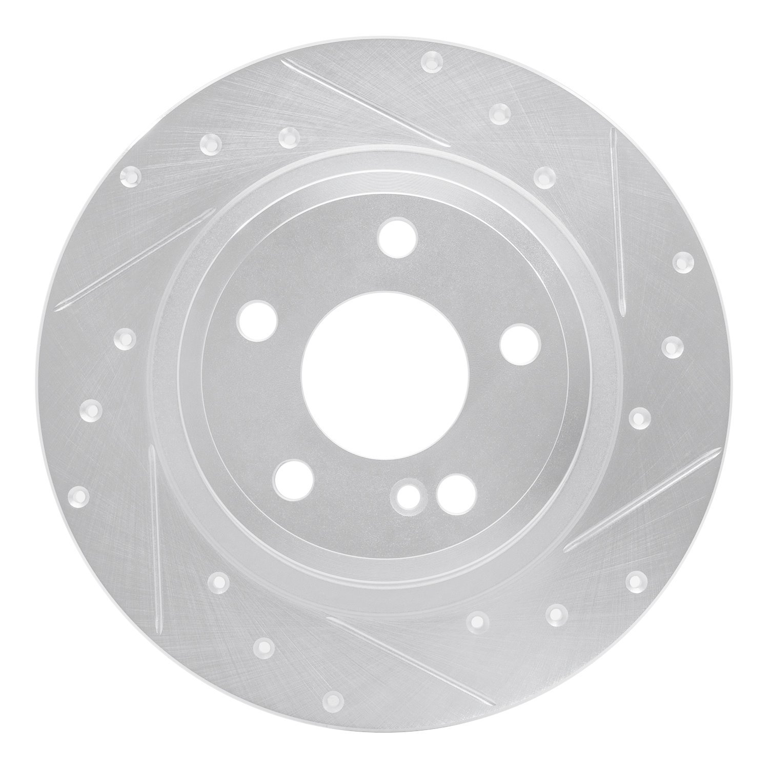 E-Line Drilled & Slotted Silver Brake Rotor, 2014-2020 Fits Multiple Makes/Models, Position: Rear Right