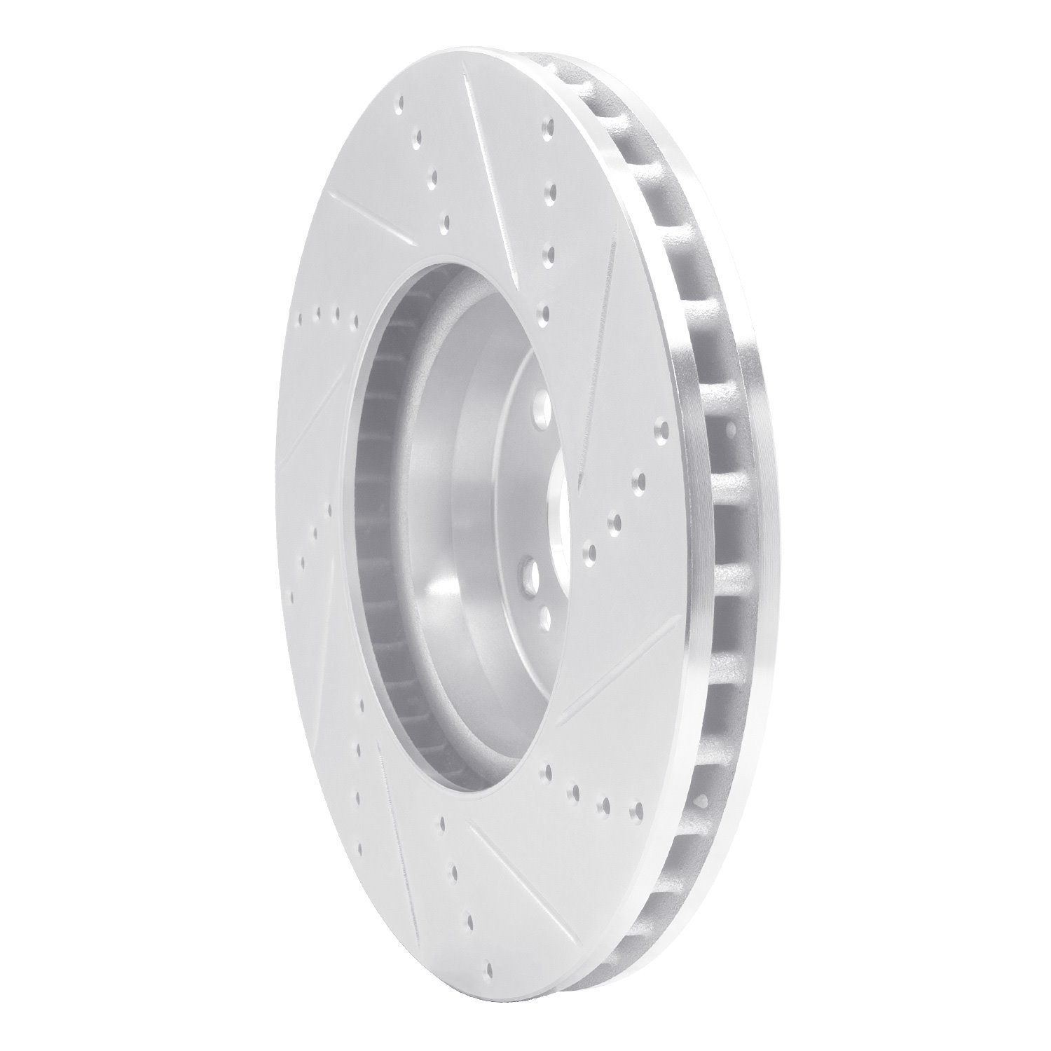 E-Line Drilled & Slotted Silver Brake Rotor, Fits Select Mercedes-Benz, Position: Front Left
