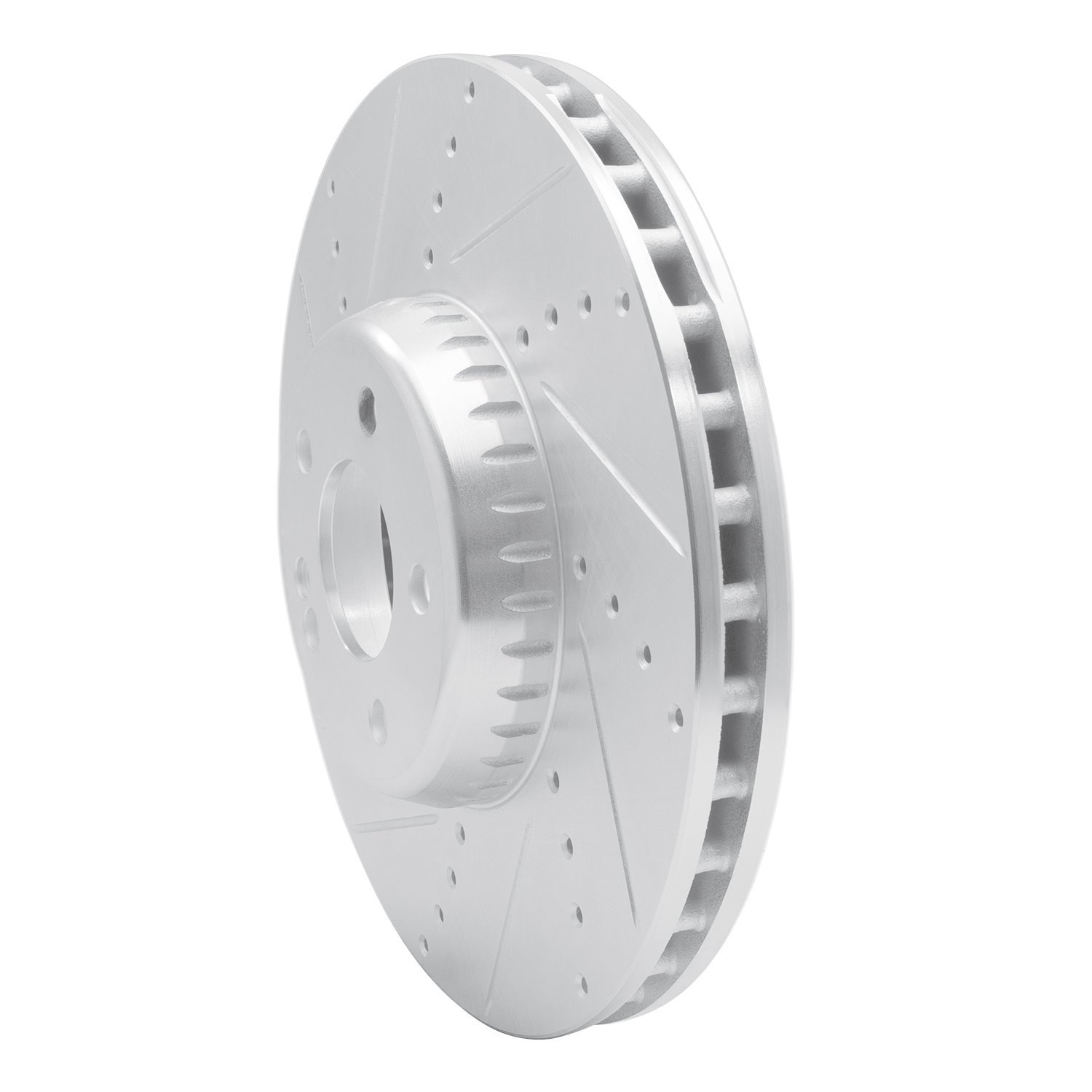 E-Line Drilled & Slotted Silver Brake Rotor, Fits Select Mercedes-Benz, Position: Front Left