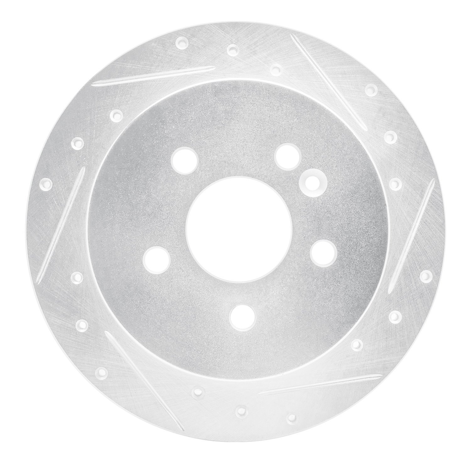E-Line Drilled & Slotted Silver Brake Rotor, 1998-2005 Mercedes-Benz, Position: Rear Right