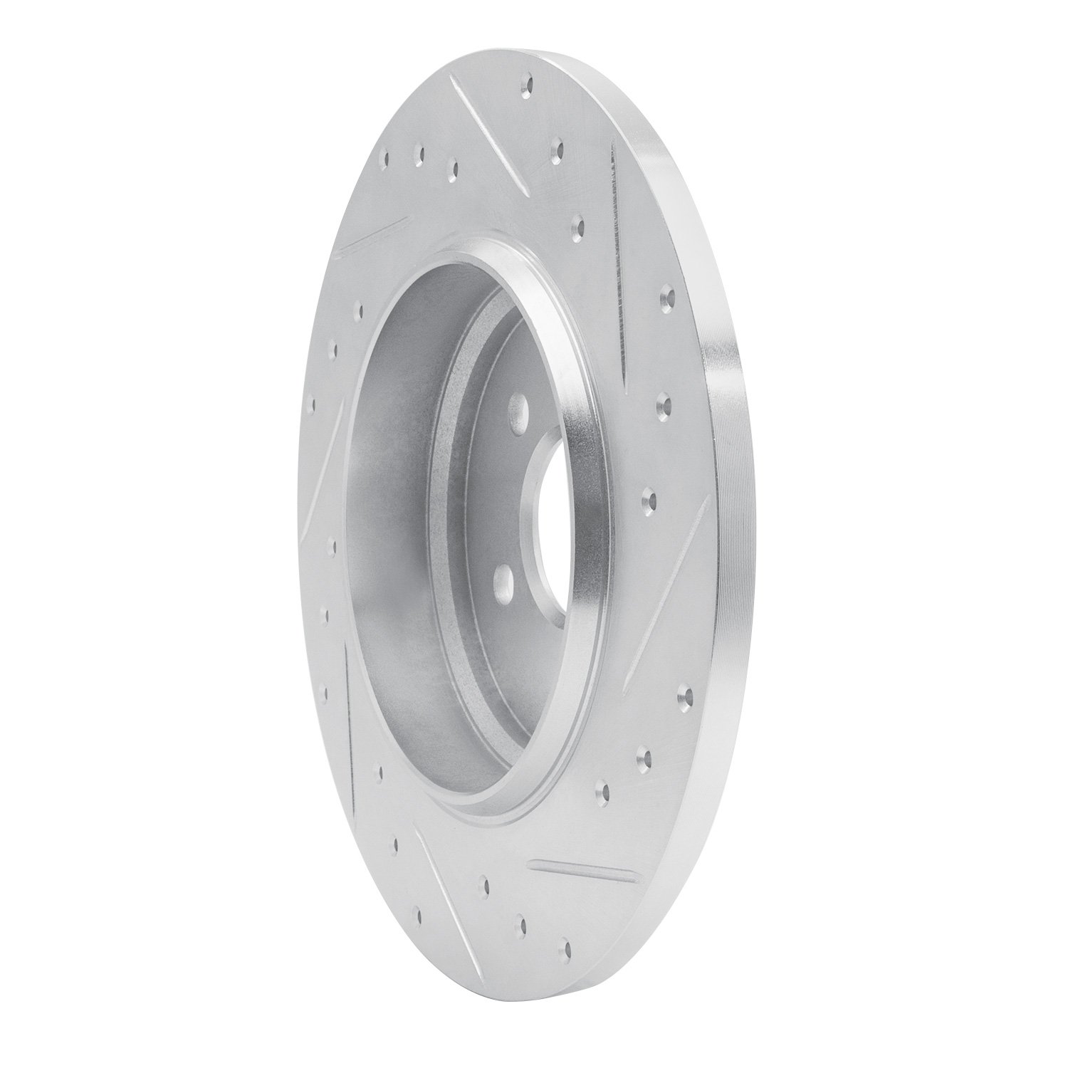 E-Line Drilled & Slotted Silver Brake Rotor, 2000-2005 Mercedes-Benz, Position: Rear Left