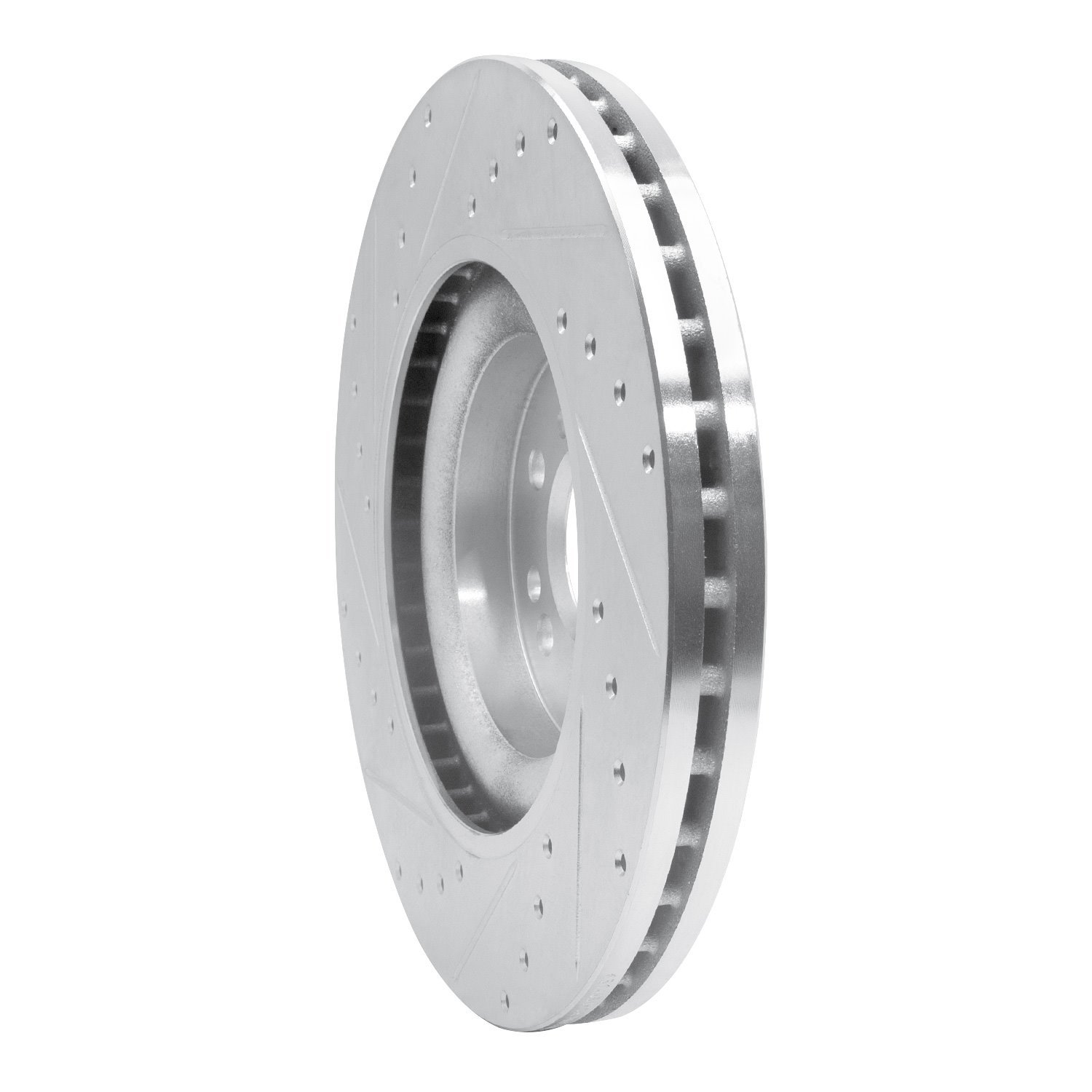 E-Line Drilled & Slotted Silver Brake Rotor, 2006-2012 Mercedes-Benz, Position: Front Right