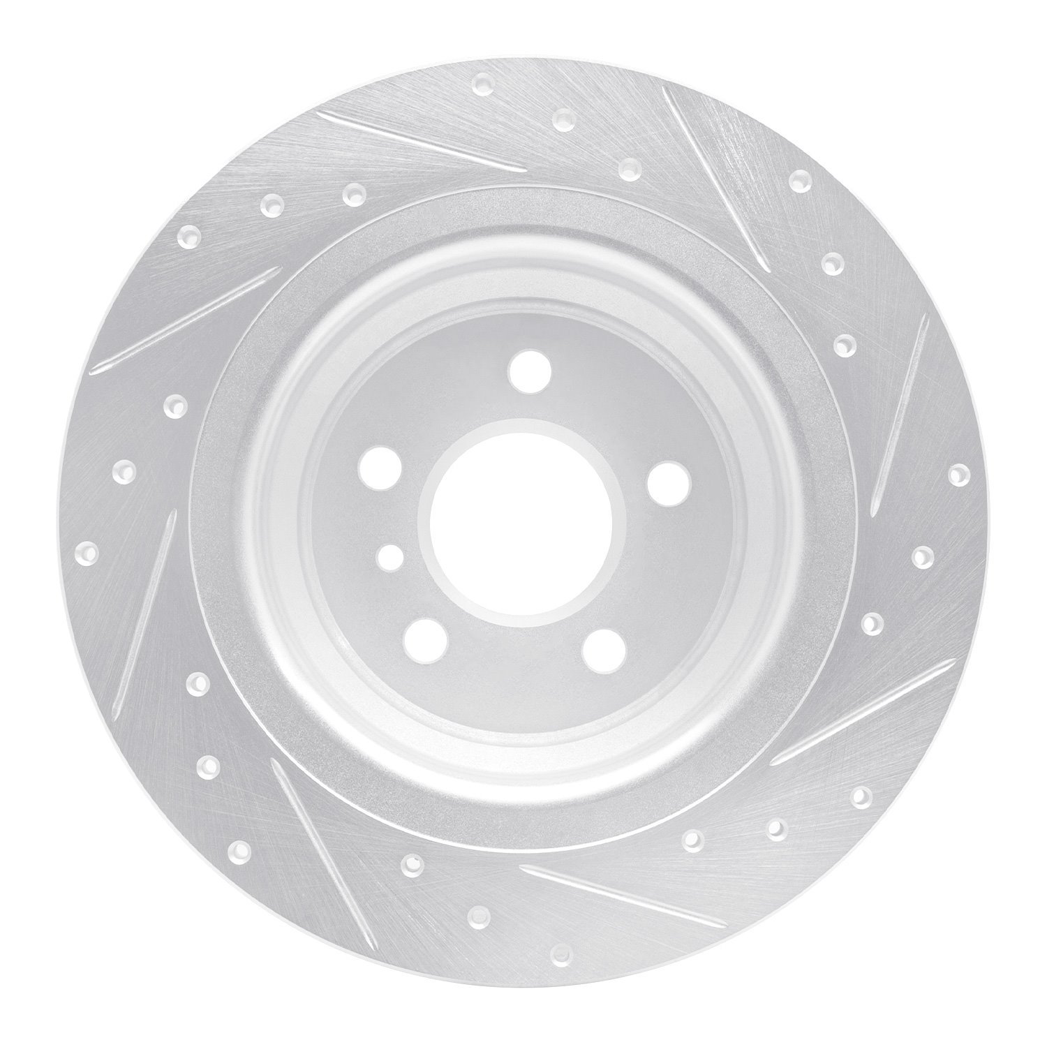 E-Line Drilled & Slotted Silver Brake Rotor, 2012-2018 Mercedes-Benz, Position: Rear Left
