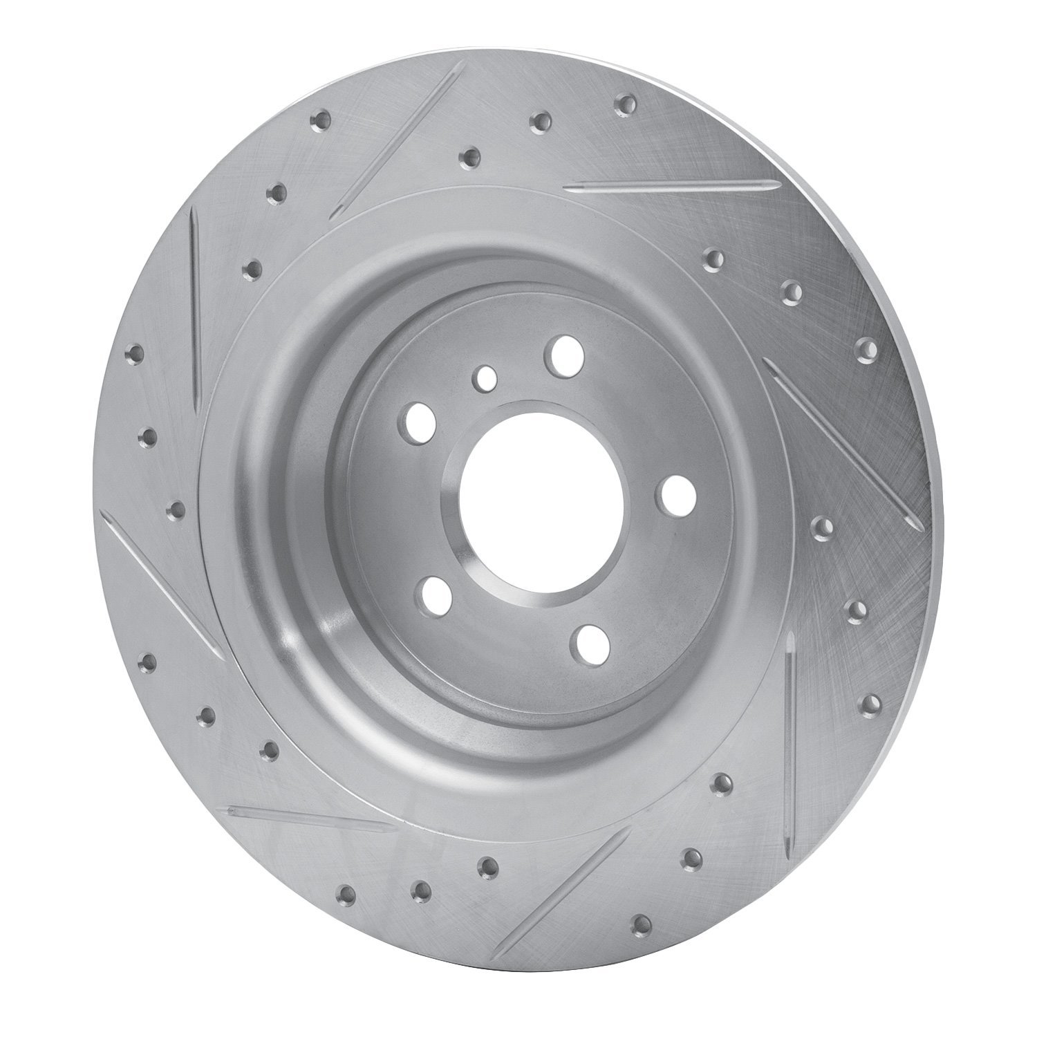 E-Line Drilled & Slotted Silver Brake Rotor, 2012-2018 Mercedes-Benz, Position: Rear Right