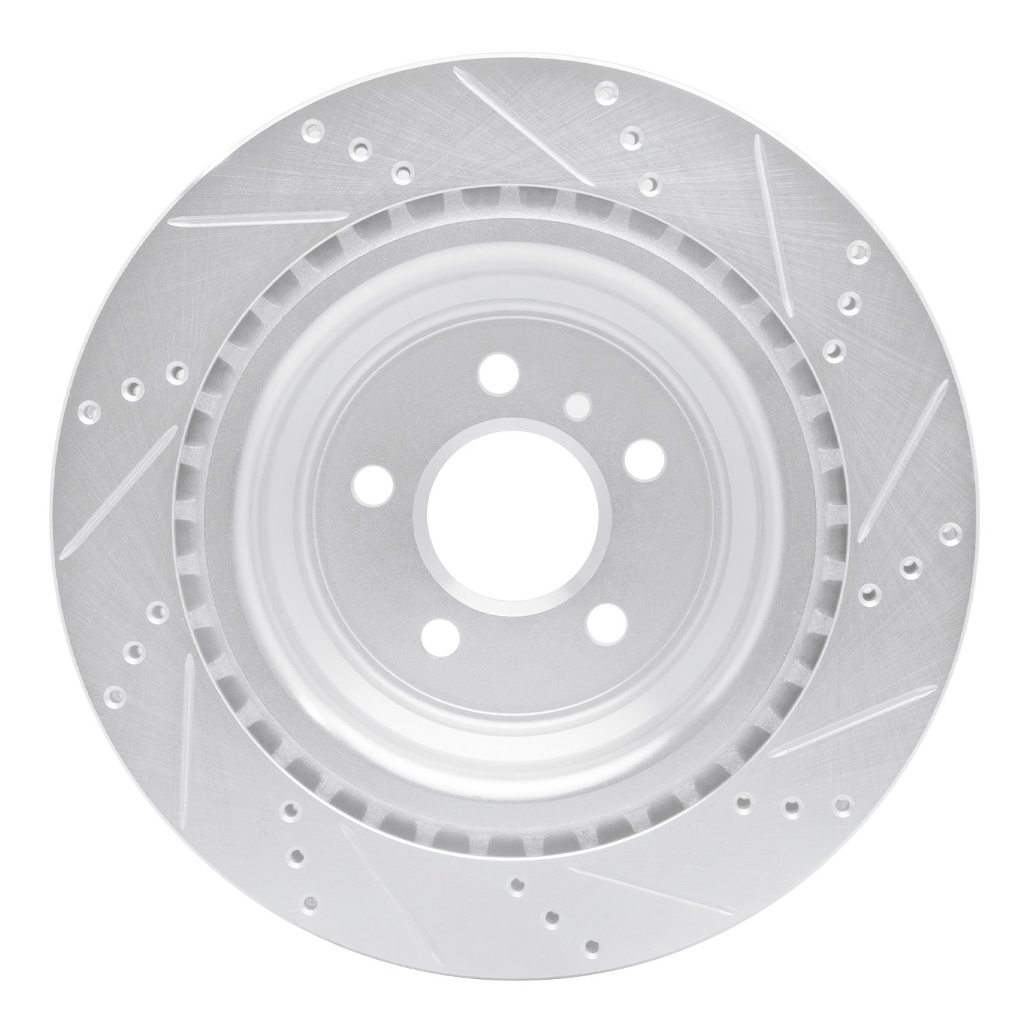 E-Line Drilled & Slotted Silver Brake Rotor, 2013-2019 Mercedes-Benz, Position: Rear Left