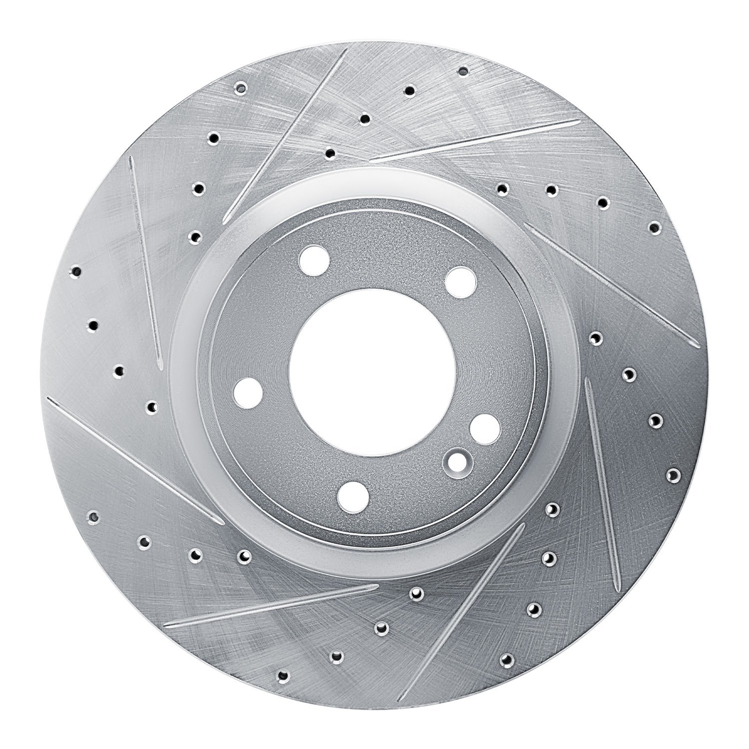 E-Line Drilled & Slotted Silver Brake Rotor, Fits Select Mercedes-Benz, Position: Front Left