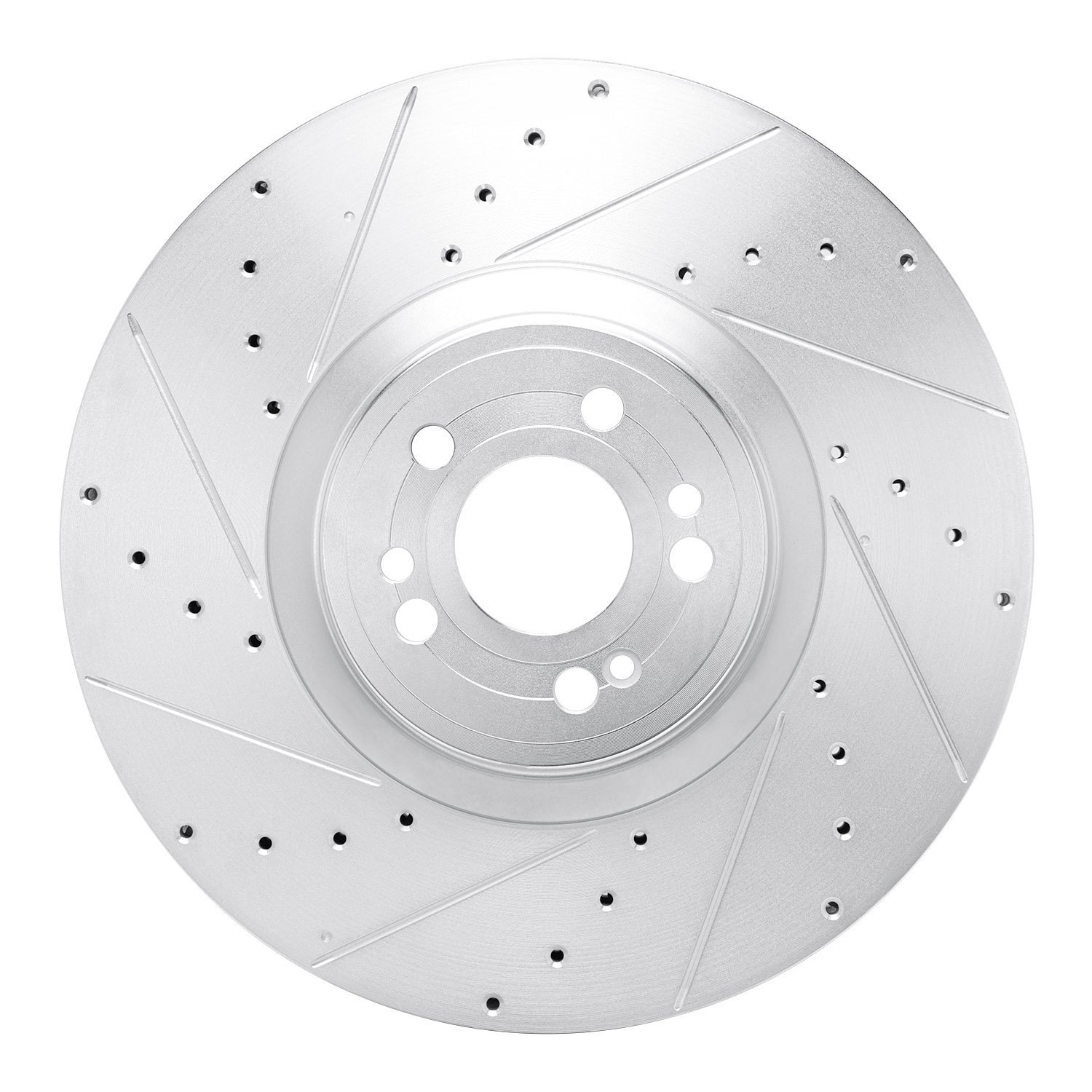 E-Line Drilled & Slotted Silver Brake Rotor, Fits Select Mercedes-Benz, Position: Front Left