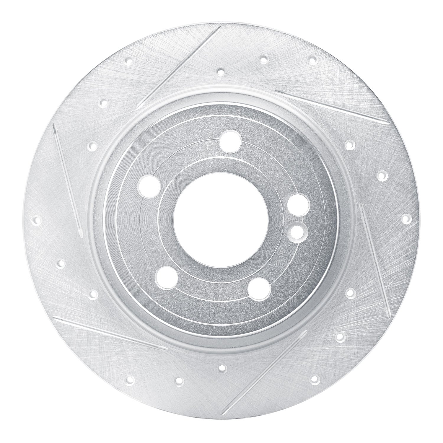 E-Line Drilled & Slotted Silver Brake Rotor, Fits Select Mercedes-Benz, Position: Rear Left