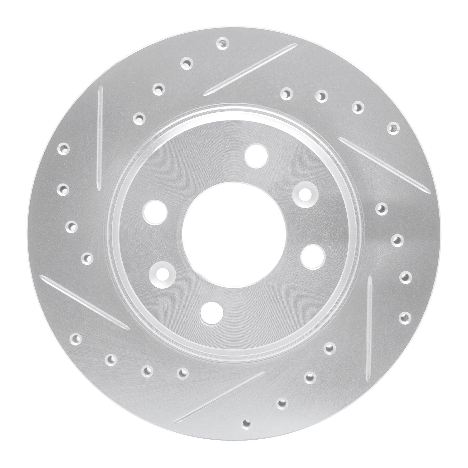 E-Line Drilled & Slotted Silver Brake Rotor, 1987-1993 GM, Position: Front Left