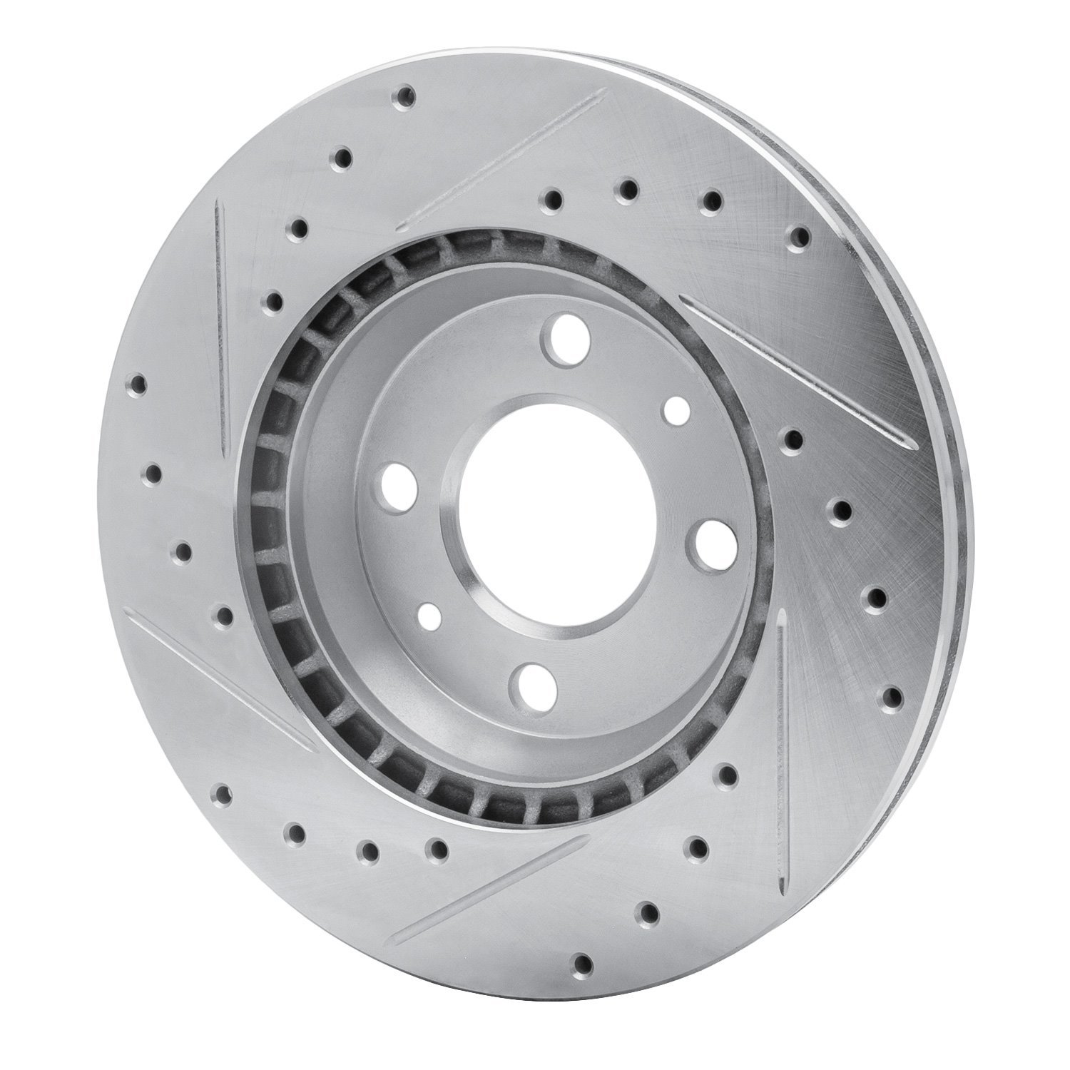 E-Line Drilled & Slotted Silver Brake Rotor, 1987-1993 GM, Position: Front Right