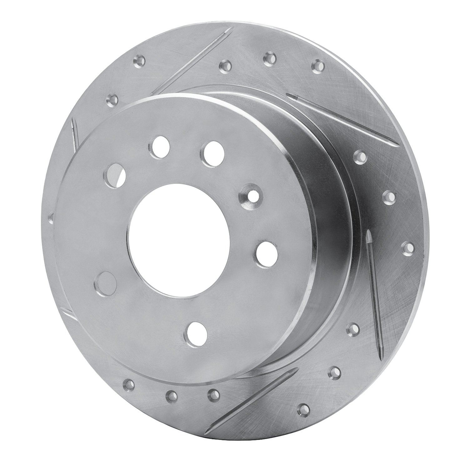 E-Line Drilled & Slotted Silver Brake Rotor, 1994-1996 GM, Position: Rear Left
