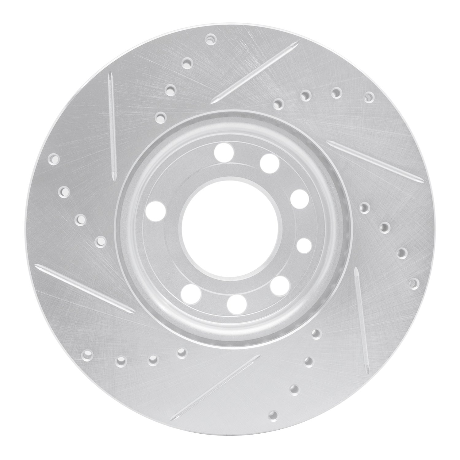 E-Line Drilled & Slotted Silver Brake Rotor, 2003-2011 GM, Position: Front Right
