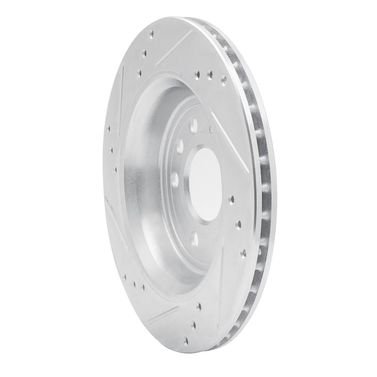 E-Line Drilled & Slotted Silver Brake Rotor, 2003-2011 GM, Position: Rear Right