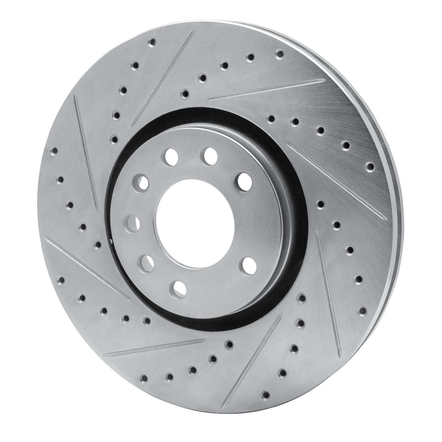 E-Line Drilled & Slotted Silver Brake Rotor, 2003-2011 GM, Position: Front Left