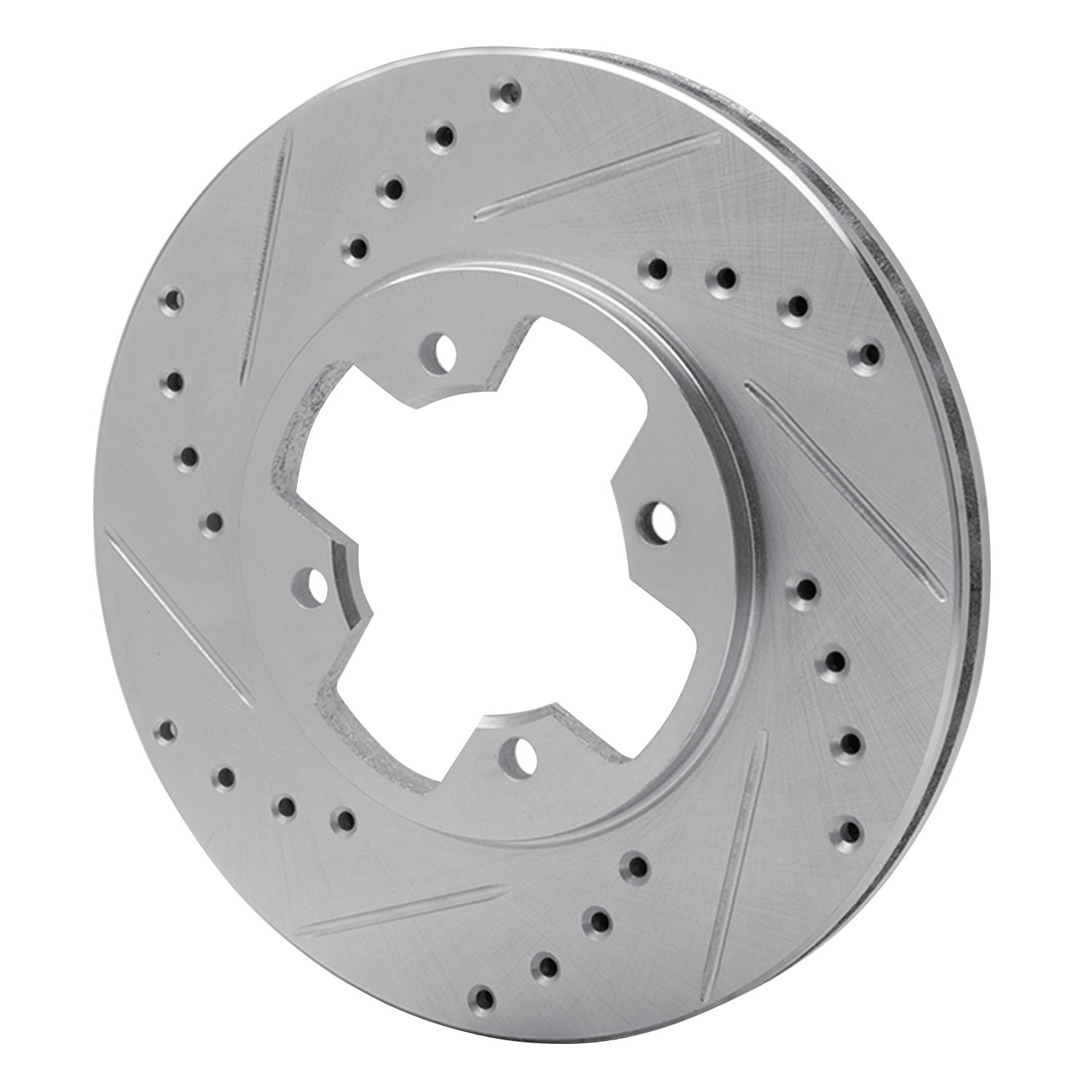 E-Line Drilled & Slotted Silver Brake Rotor, 1979-1983 Infiniti/Nissan, Position: Front Left