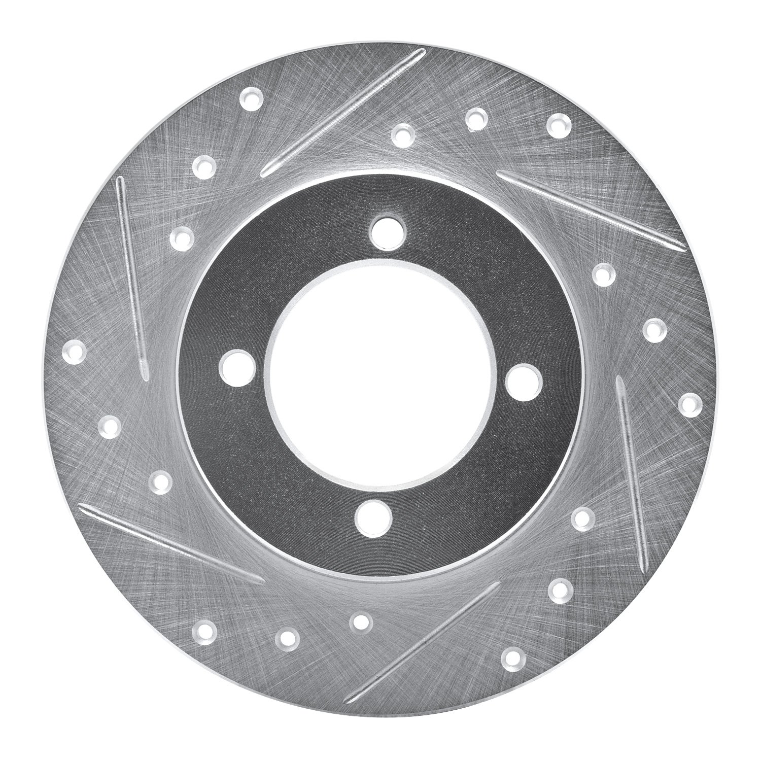 E-Line Drilled & Slotted Silver Brake Rotor, 1974-1975 Infiniti/Nissan, Position: Front Left
