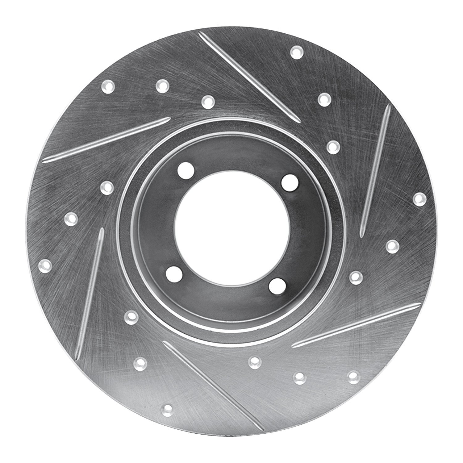 E-Line Drilled & Slotted Silver Brake Rotor, 1980-1983 Infiniti/Nissan, Position: Front Left