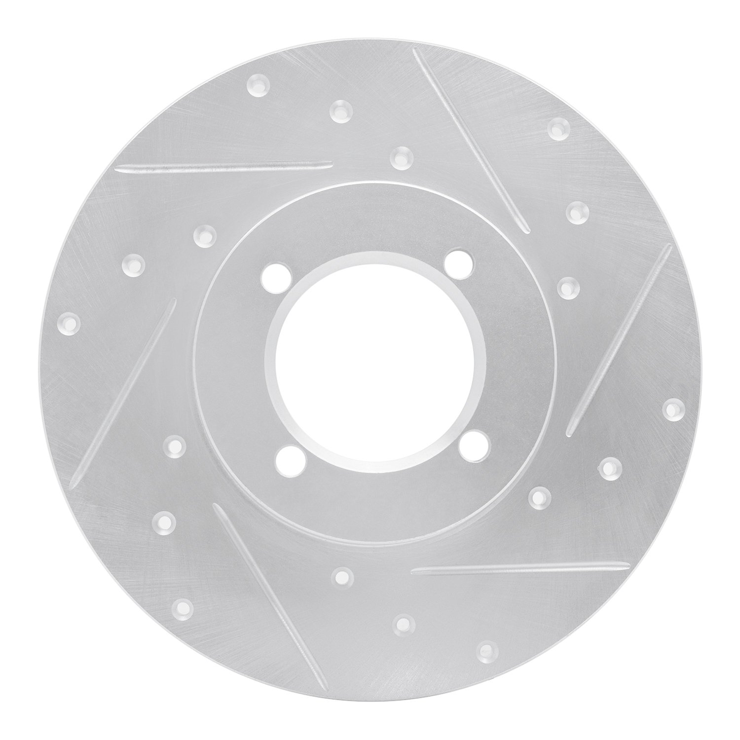 E-Line Drilled & Slotted Silver Brake Rotor, 1980-1983 Infiniti/Nissan, Position: Front Right