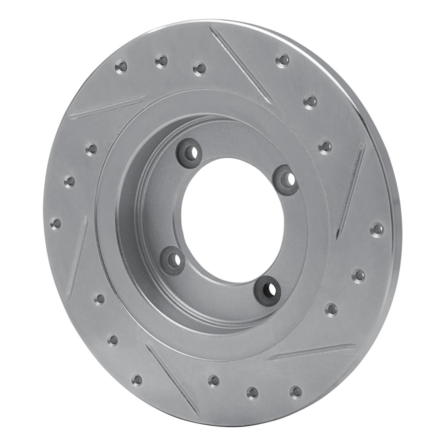 E-Line Drilled & Slotted Silver Brake Rotor, 1982-1986 Infiniti/Nissan, Position: Front Left