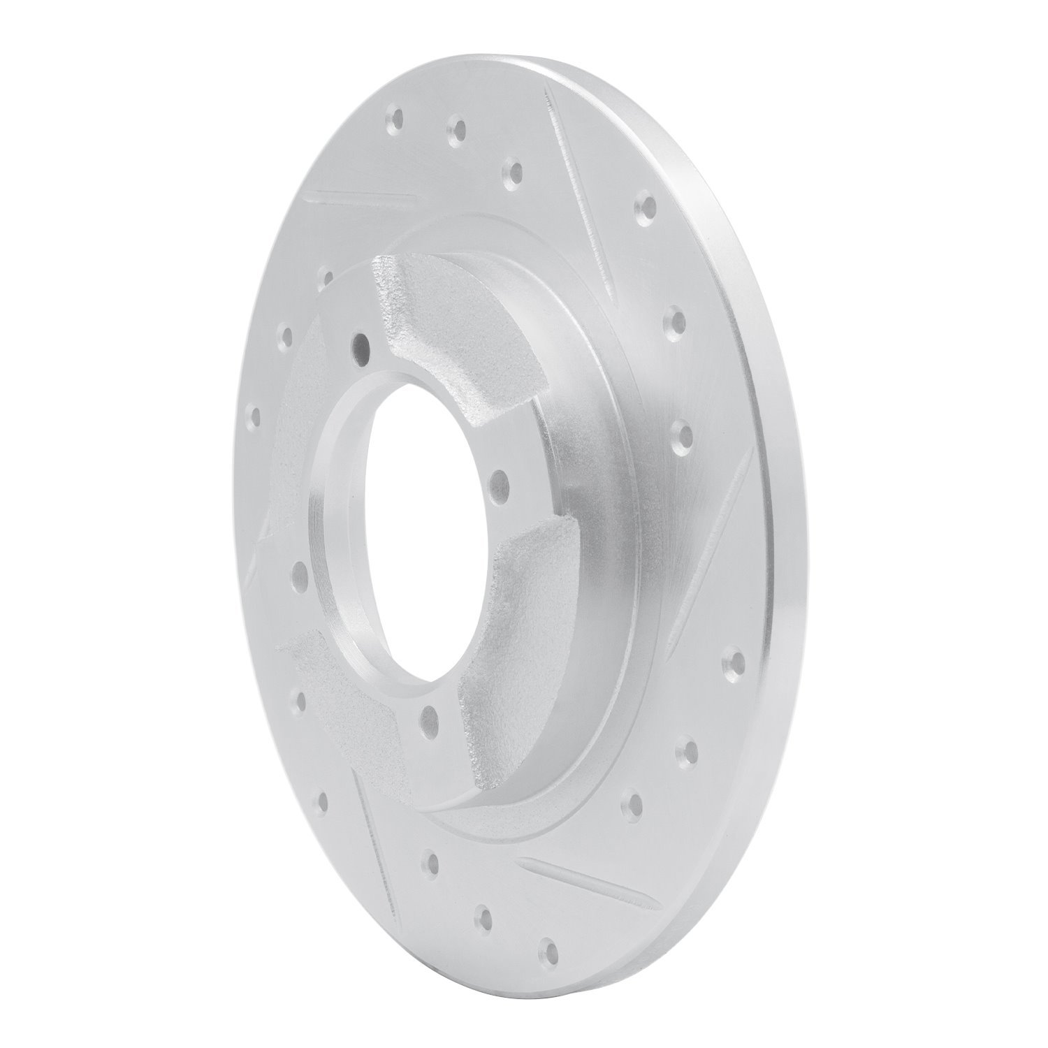 E-Line Drilled & Slotted Silver Brake Rotor, 1982-1986 Infiniti/Nissan, Position: Front Right