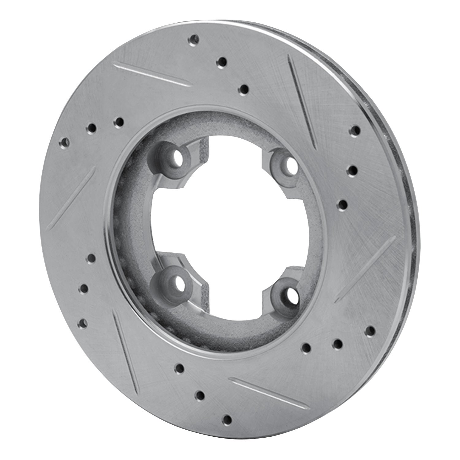 E-Line Drilled & Slotted Silver Brake Rotor, 1982-1986 Infiniti/Nissan, Position: Front Left