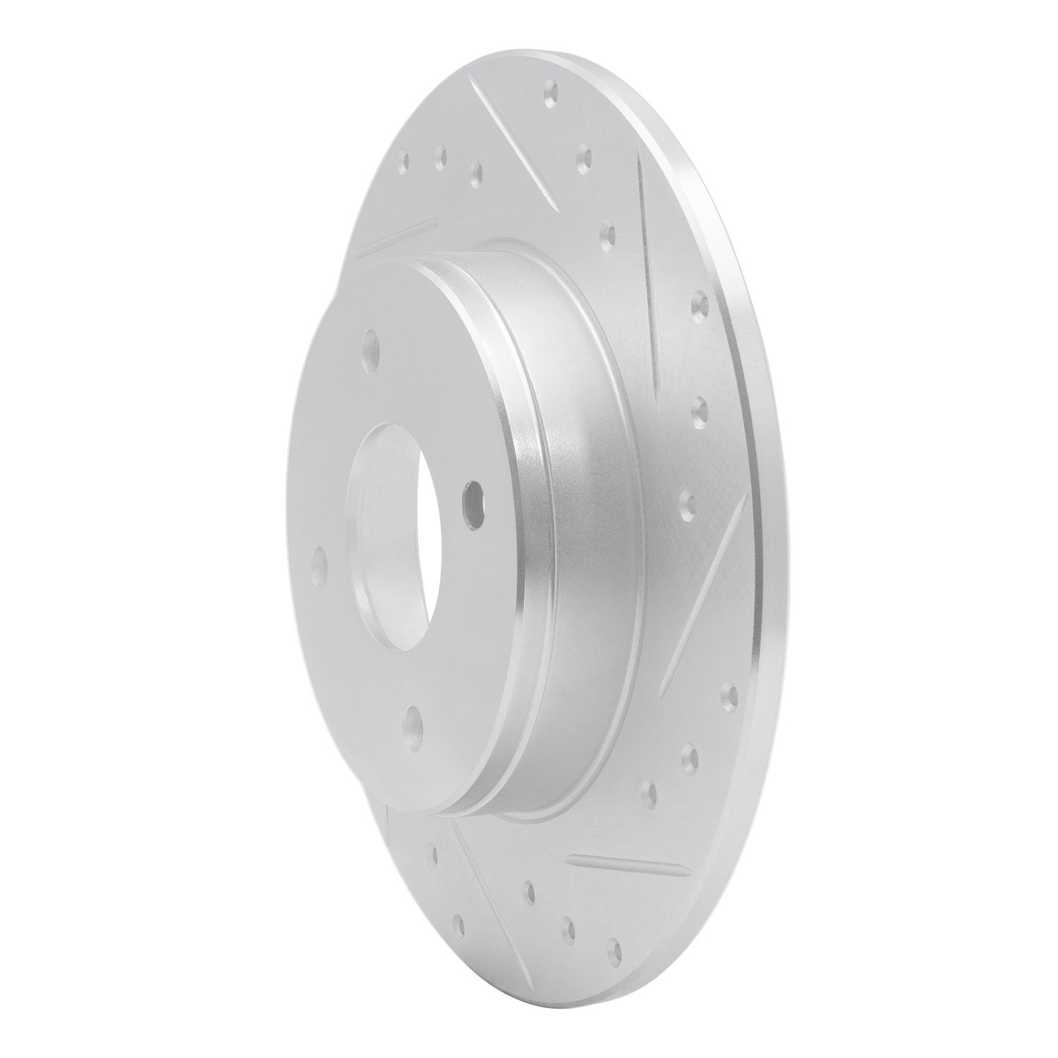 E-Line Drilled & Slotted Silver Brake Rotor, 1984-1985 Infiniti/Nissan, Position: Rear Right