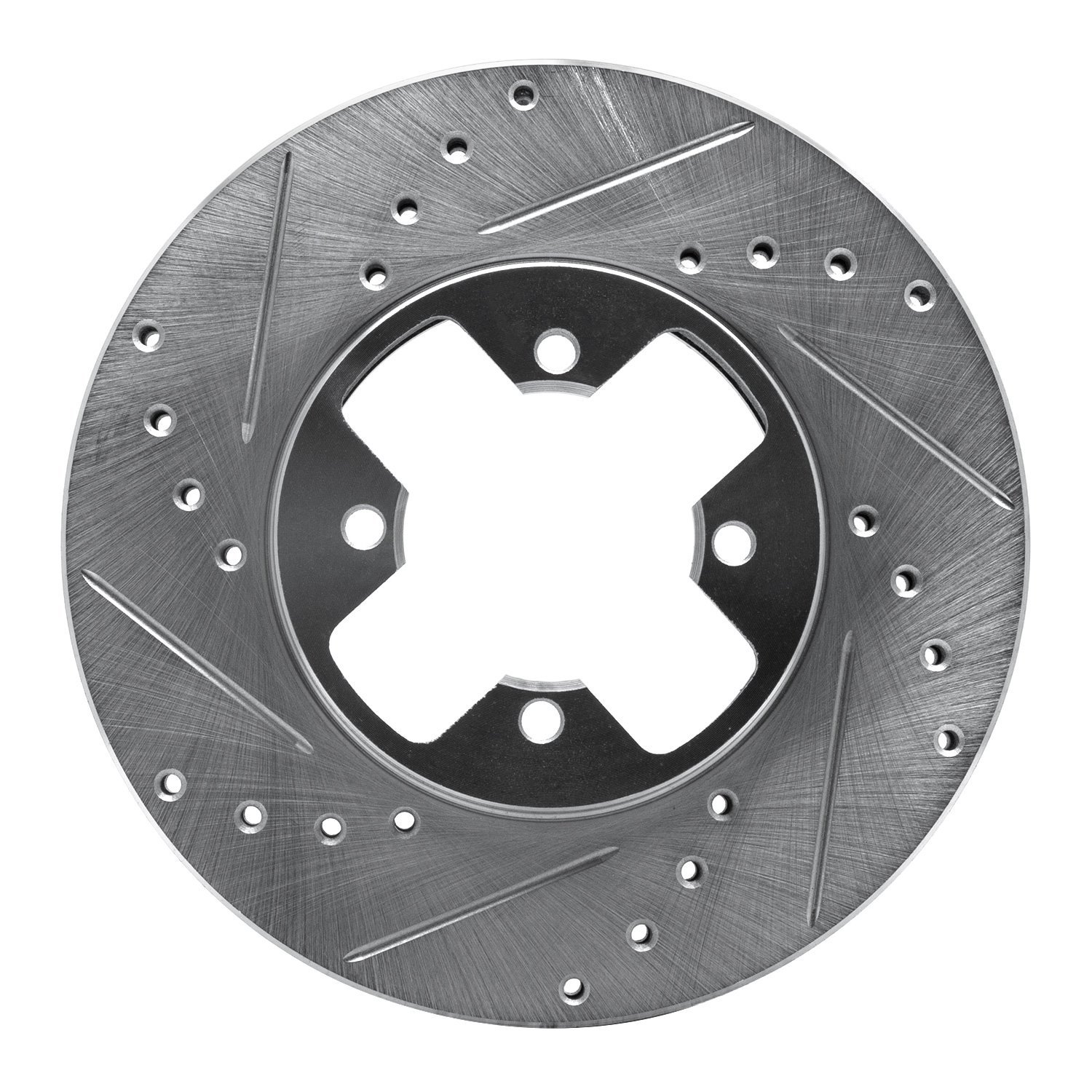 E-Line Drilled & Slotted Silver Brake Rotor, 1984-1985 Infiniti/Nissan, Position: Front Left