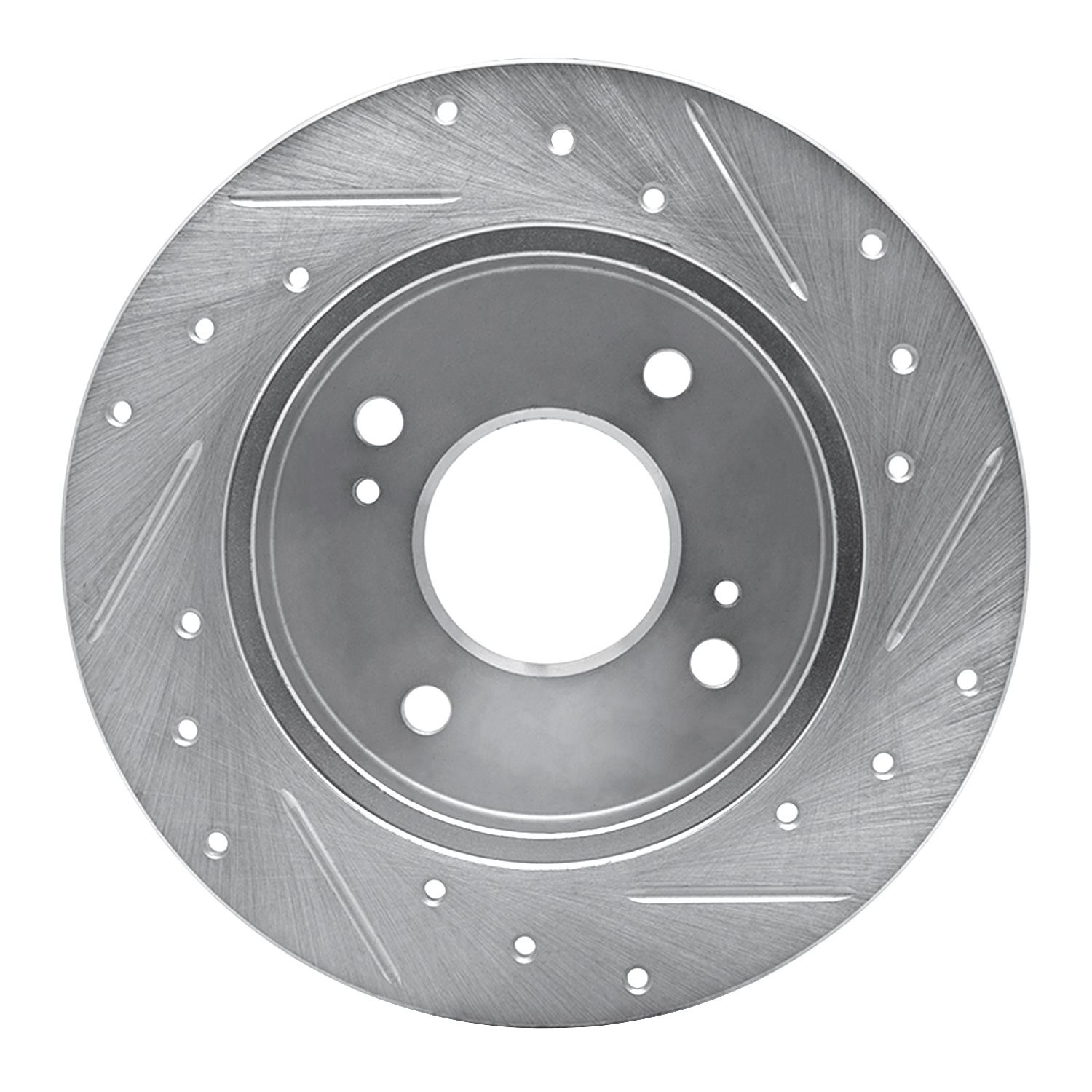 E-Line Drilled & Slotted Silver Brake Rotor, 1989-1998 Infiniti/Nissan, Position: Rear Left