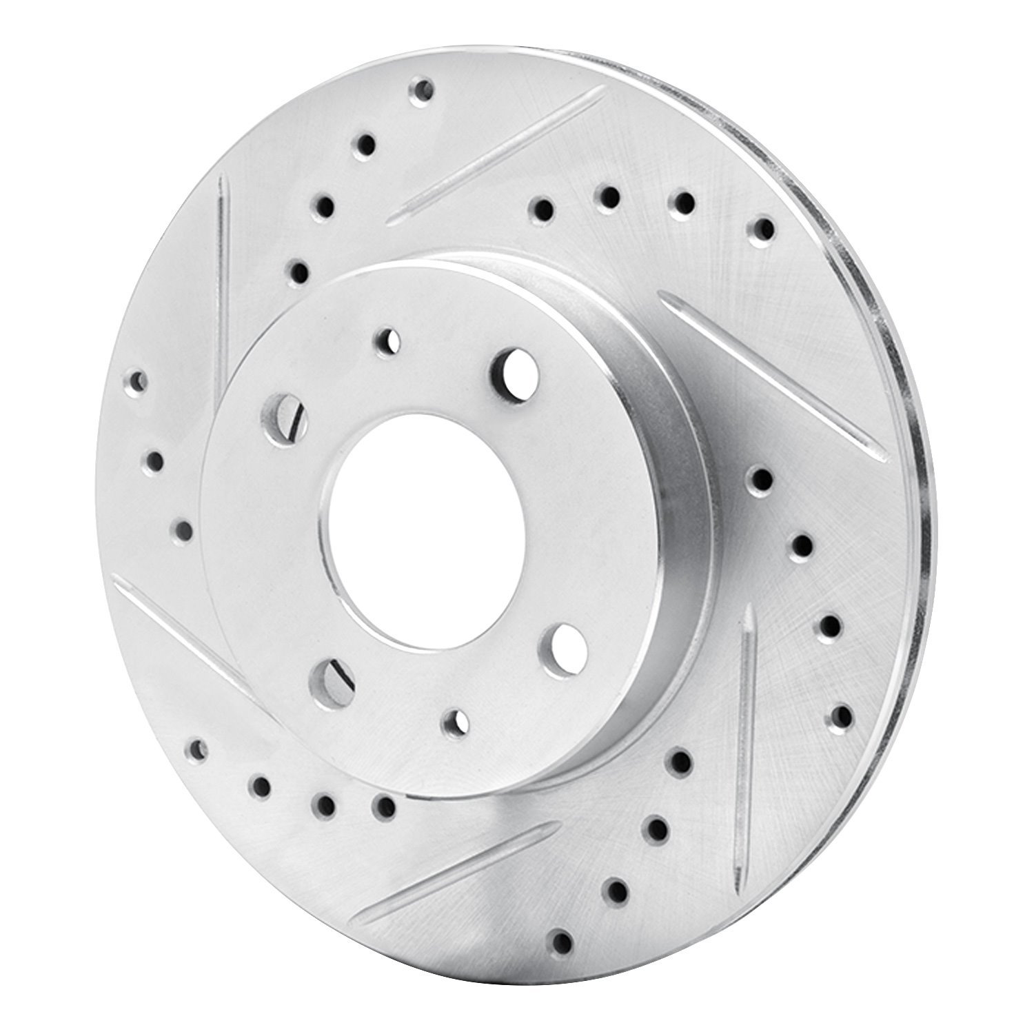 E-Line Drilled & Slotted Silver Brake Rotor, 1988-2006 Infiniti/Nissan, Position: Front Left