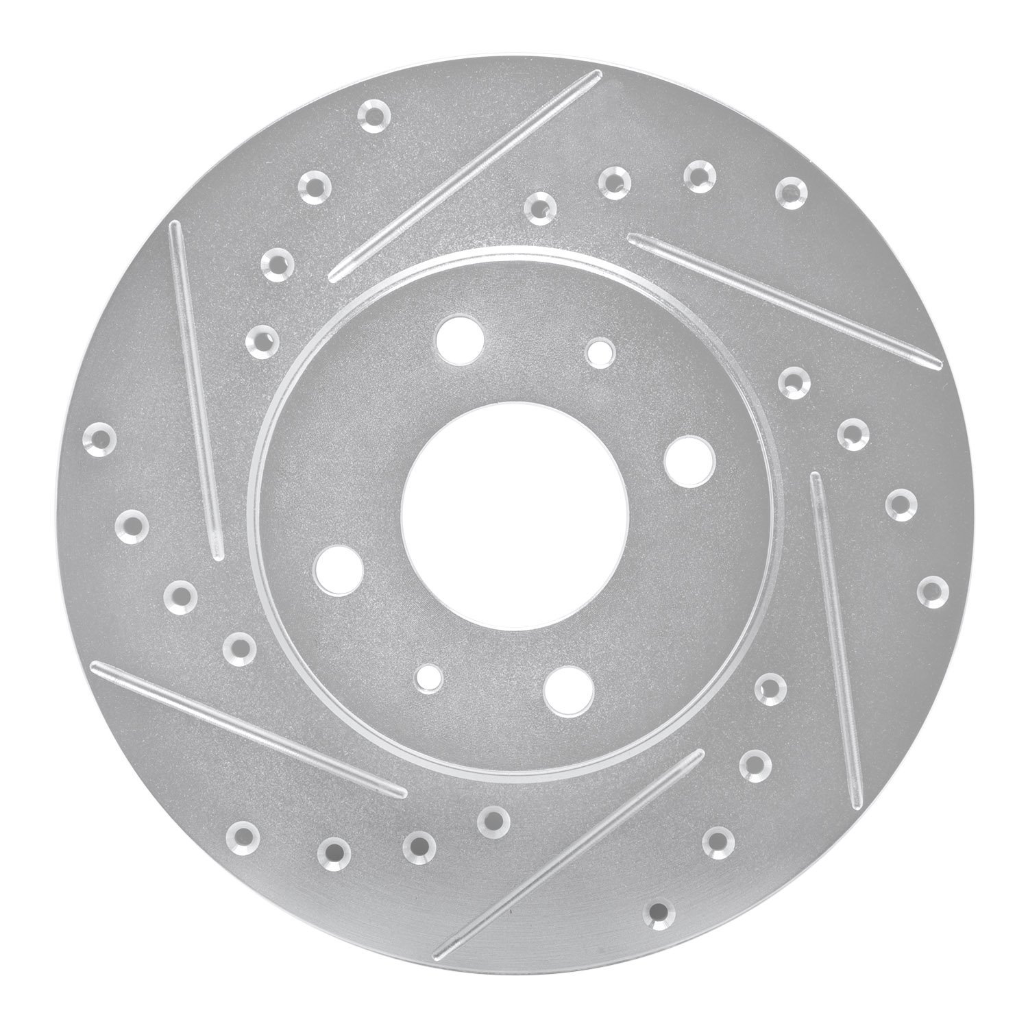 E-Line Drilled & Slotted Silver Brake Rotor, 1991-1994 Infiniti/Nissan, Position: Front Left