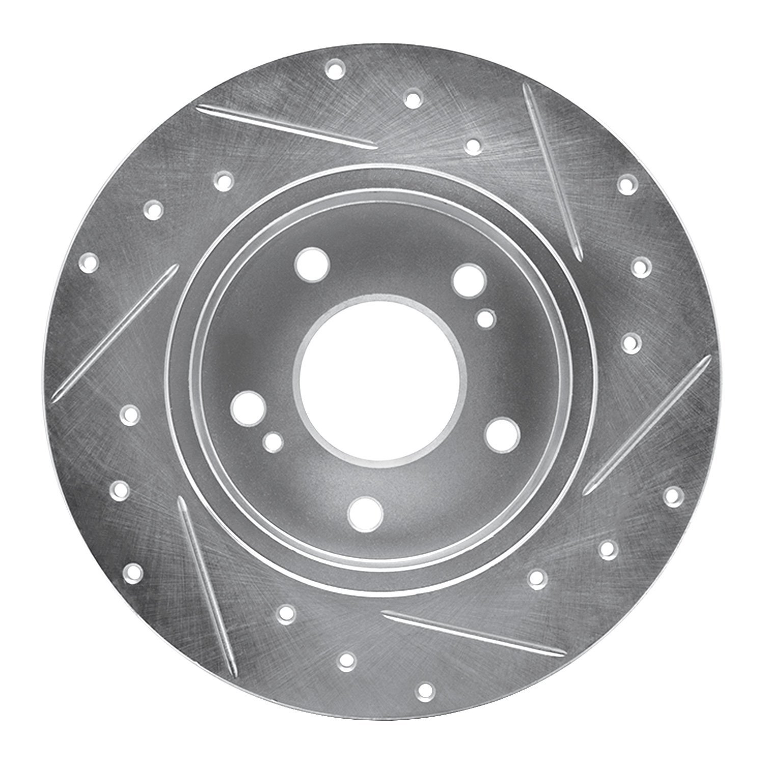 E-Line Drilled & Slotted Silver Brake Rotor, 1994-2004 Infiniti/Nissan, Position: Rear Left