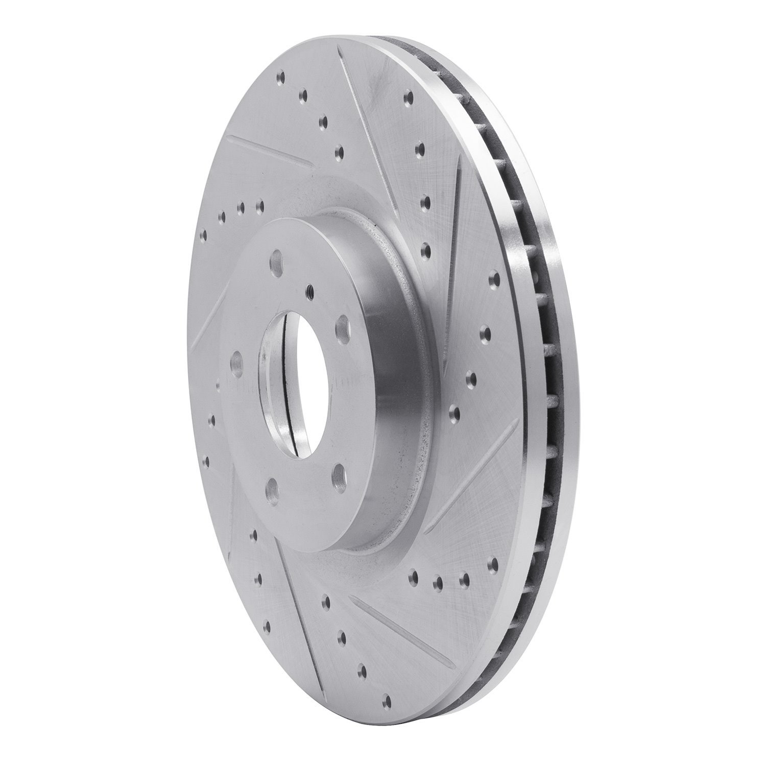 E-Line Drilled & Slotted Silver Brake Rotor, Fits Select Infiniti/Nissan, Position: Front Right