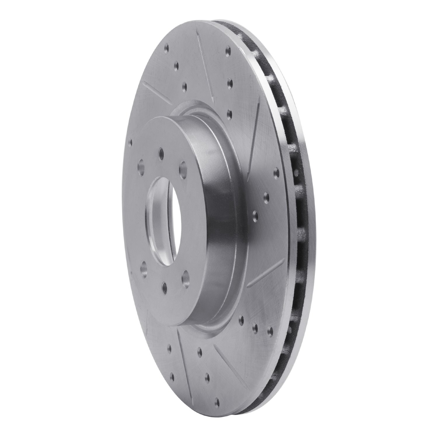 E-Line Drilled & Slotted Silver Brake Rotor, 2004-2006 Infiniti/Nissan, Position: Front Right