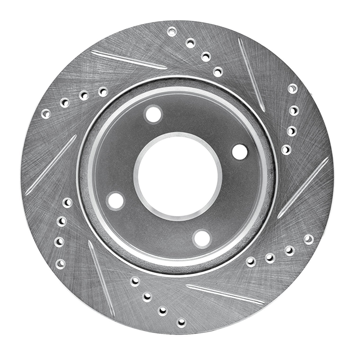 E-Line Drilled & Slotted Silver Brake Rotor, 2007-2017 Infiniti/Nissan, Position: Front Left