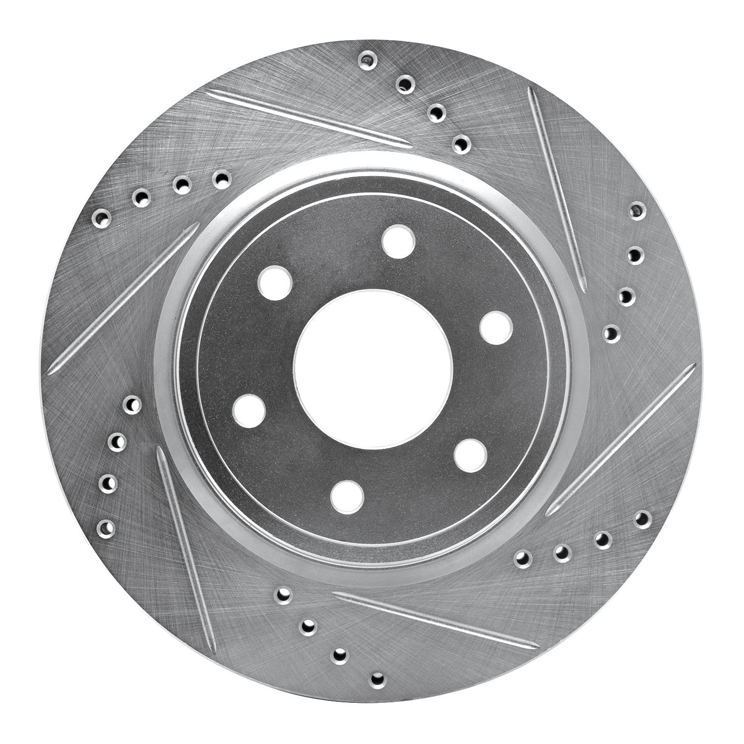 E-Line Drilled & Slotted Silver Brake Rotor, Fits Select Fits Multiple Makes/Models, Position: Front Right