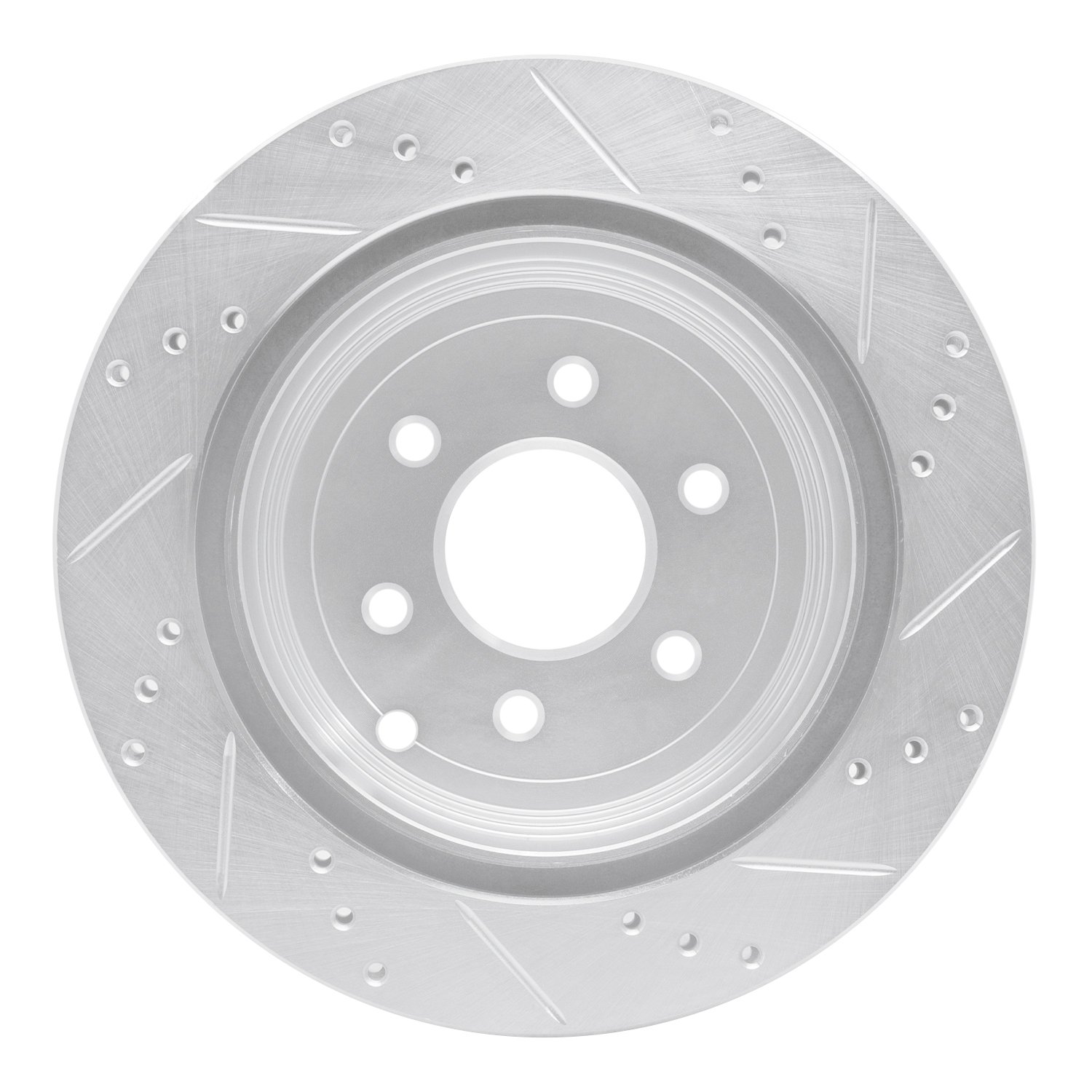 E-Line Drilled & Slotted Silver Brake Rotor, 2005-2012 Infiniti/Nissan, Position: Rear Left
