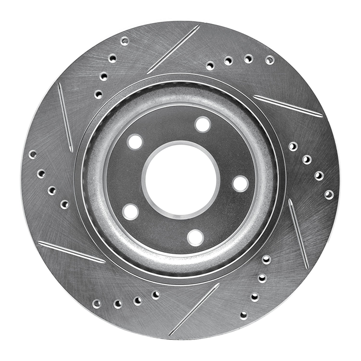 E-Line Drilled & Slotted Silver Brake Rotor, 2011-2019 Infiniti/Nissan, Position: Front Right