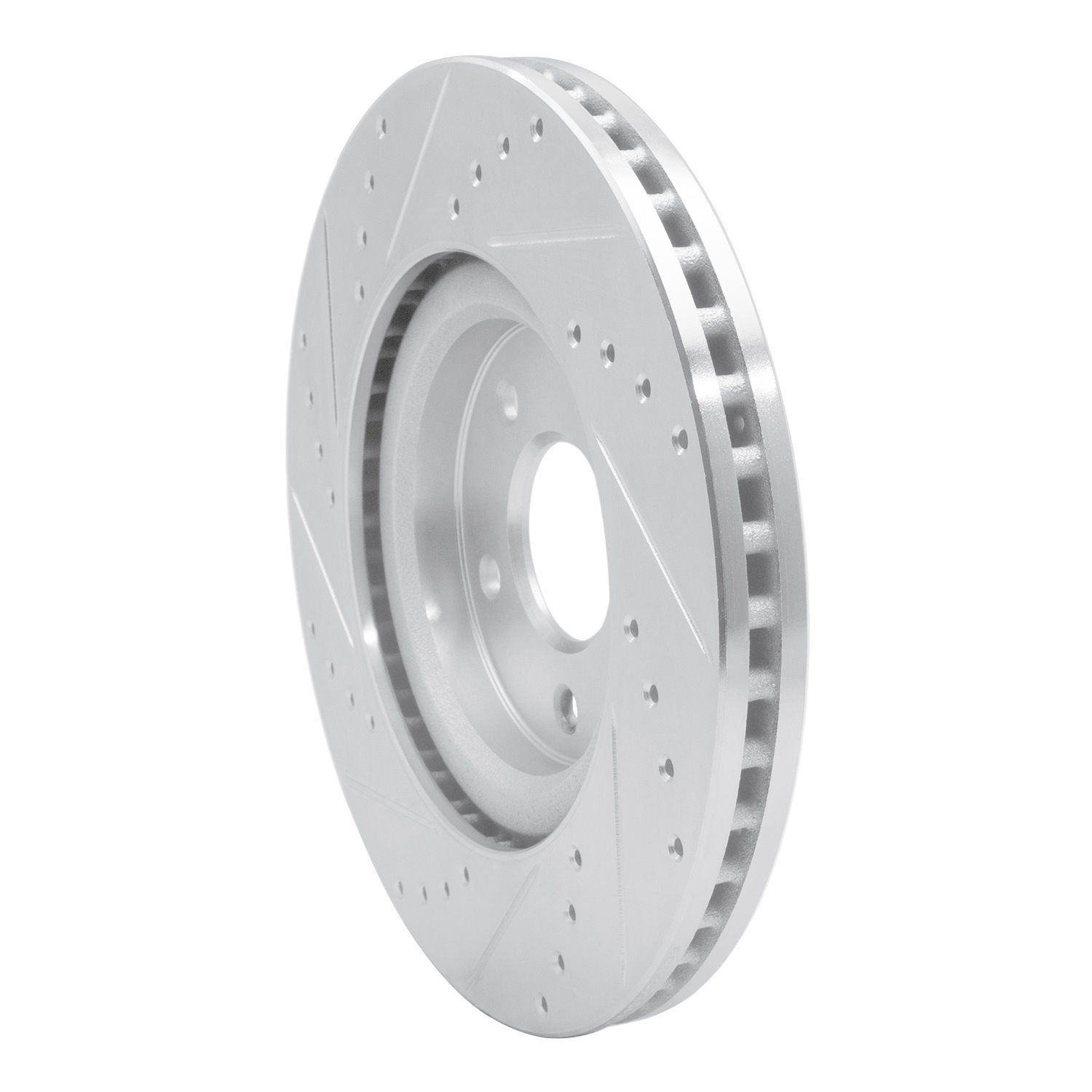 E-Line Drilled & Slotted Silver Brake Rotor, 2014-2019 Infiniti/Nissan, Position: Front Right