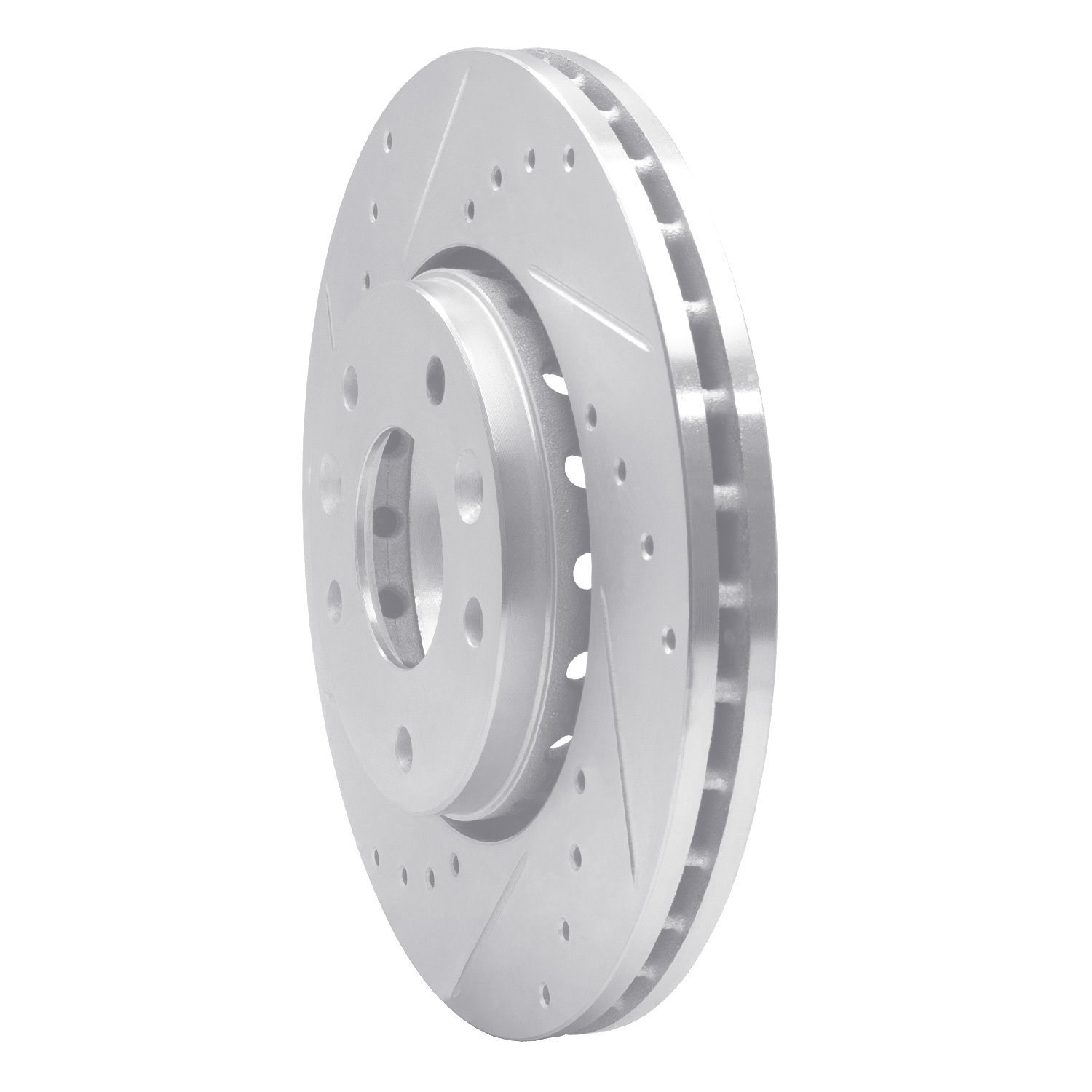 E-Line Drilled & Slotted Silver Brake Rotor, Fits Select Infiniti/Nissan, Position: Front Left